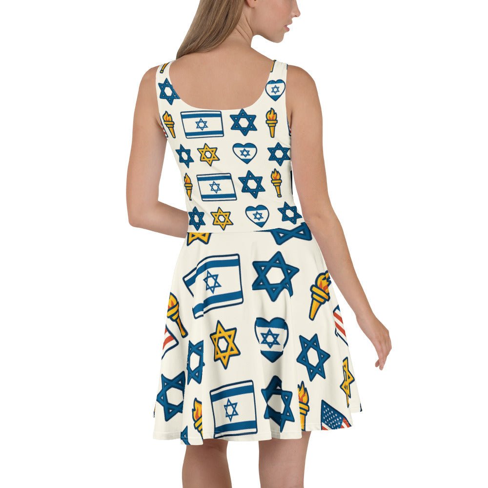 Symbol of Shared Freedom All - Over Print Skater Dress - American Zionist