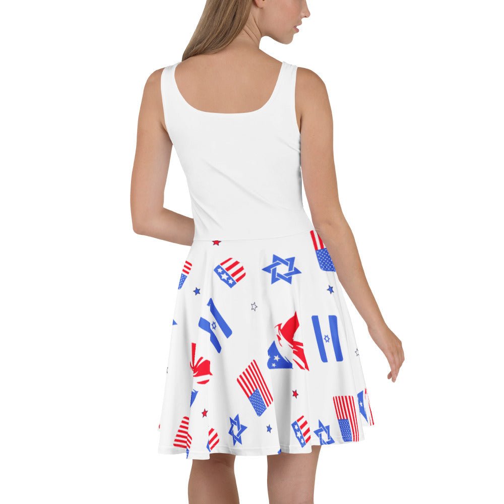 Zionist Eagle Pattern All - Over Print Skater Dress - American Zionist