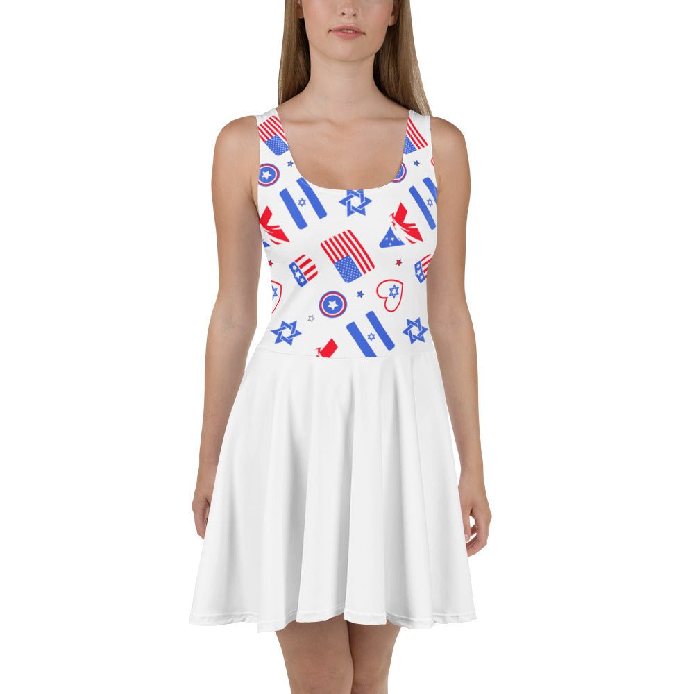 Zionist Heart Pattern All - Over Print Skater Dress - American Zionist