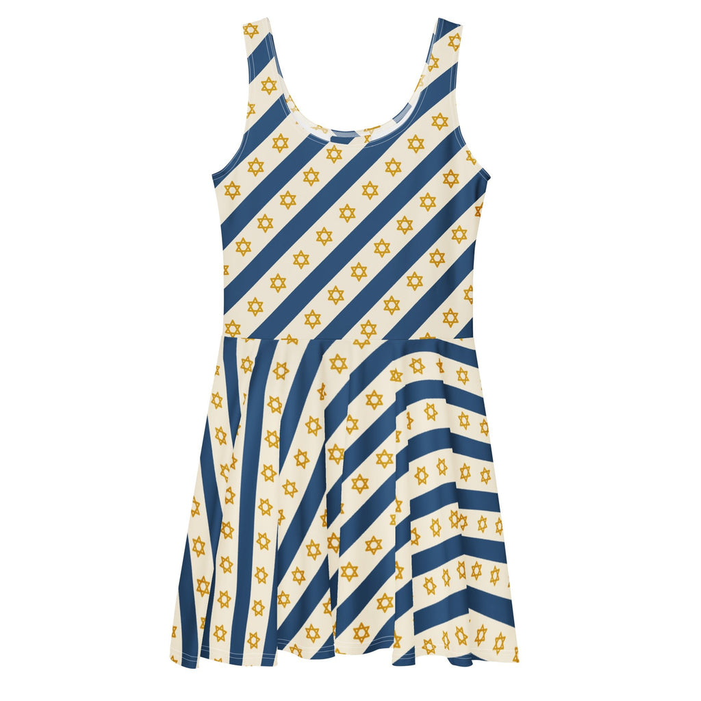 Israel Regalia Stripe All - Over Print Skater Dress - American Zionist