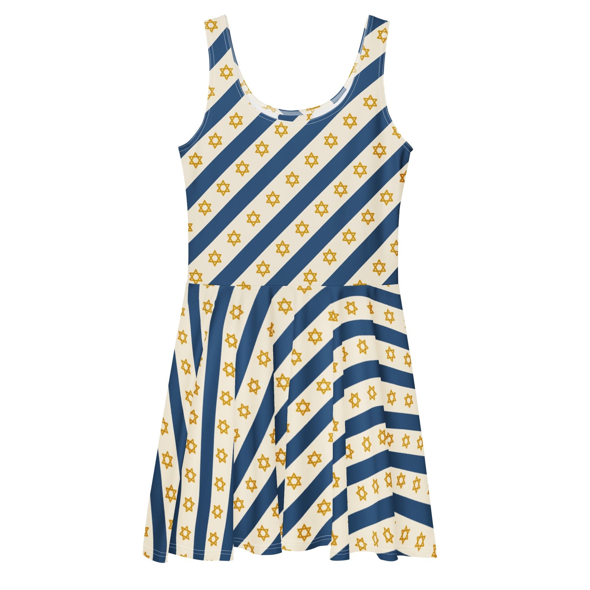 Israel Regalia Stripe All - Over Print Skater Dress - American Zionist