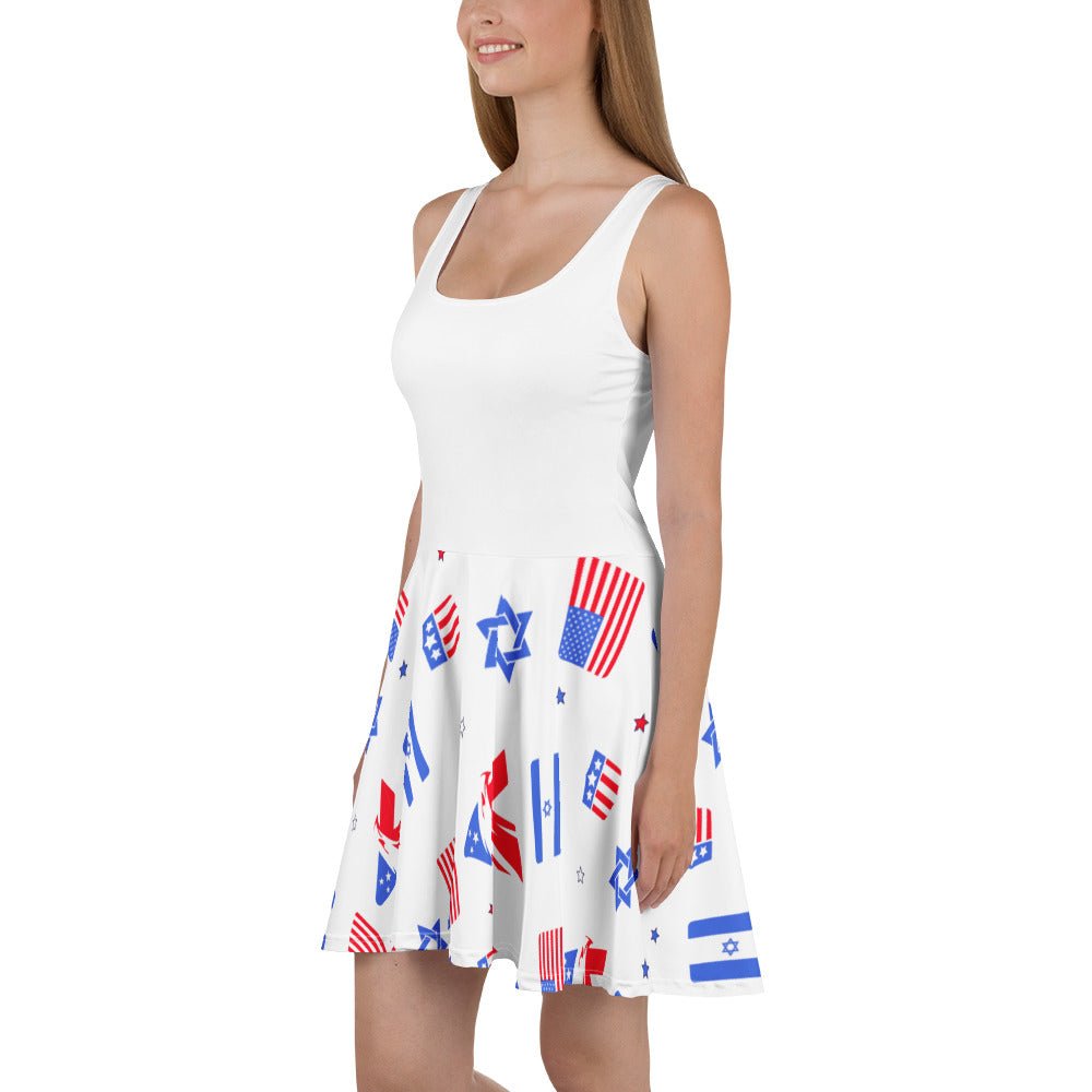 Zionist Eagle Pattern All - Over Print Skater Dress - American Zionist
