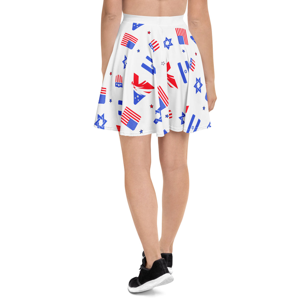 Zionist Heart Pattern All - Over Print Skater Skirt - American Zionist