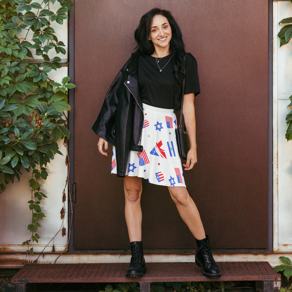 Zionist Eagle Pattern All - Over Print Skater Skirt - American Zionist