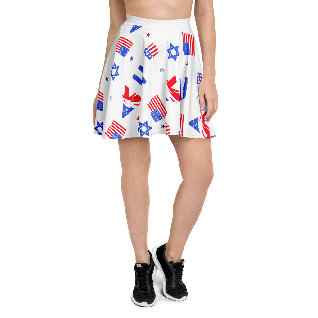 Zionist Eagle Pattern All - Over Print Skater Skirt - American Zionist