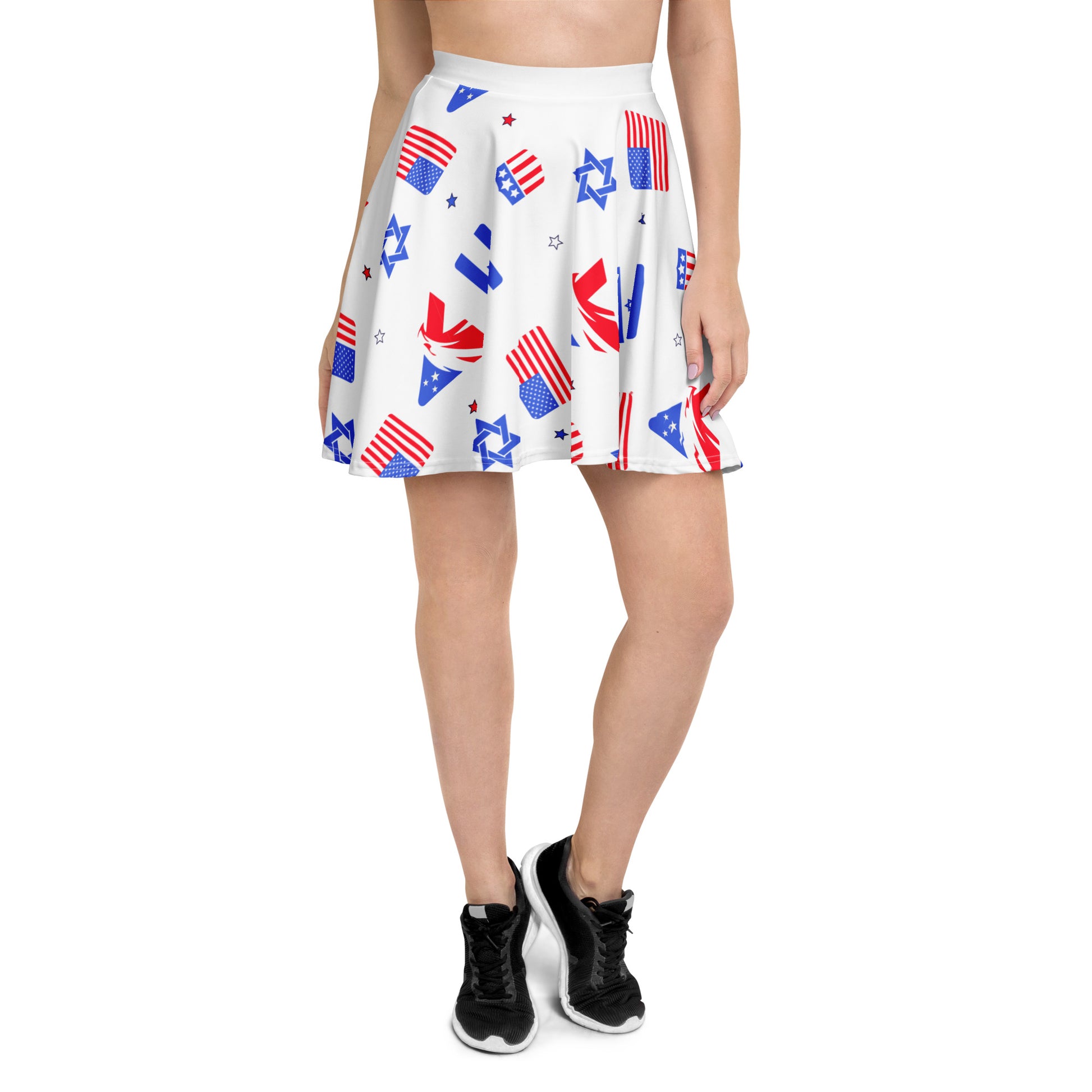 Zionist Eagle Pattern All - Over Print Skater Skirt - American Zionist