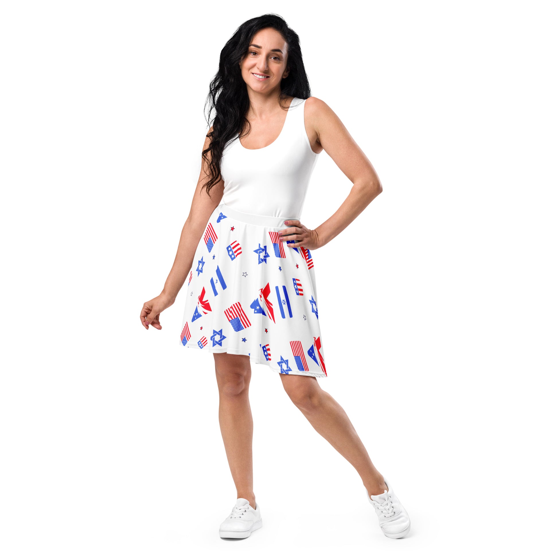 Zionist Eagle Pattern All - Over Print Skater Skirt - American Zionist