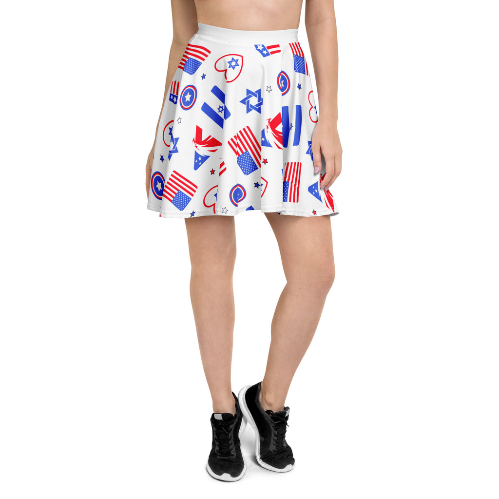 Zionist Heart Pattern All - Over Print Skater Skirt - American Zionist