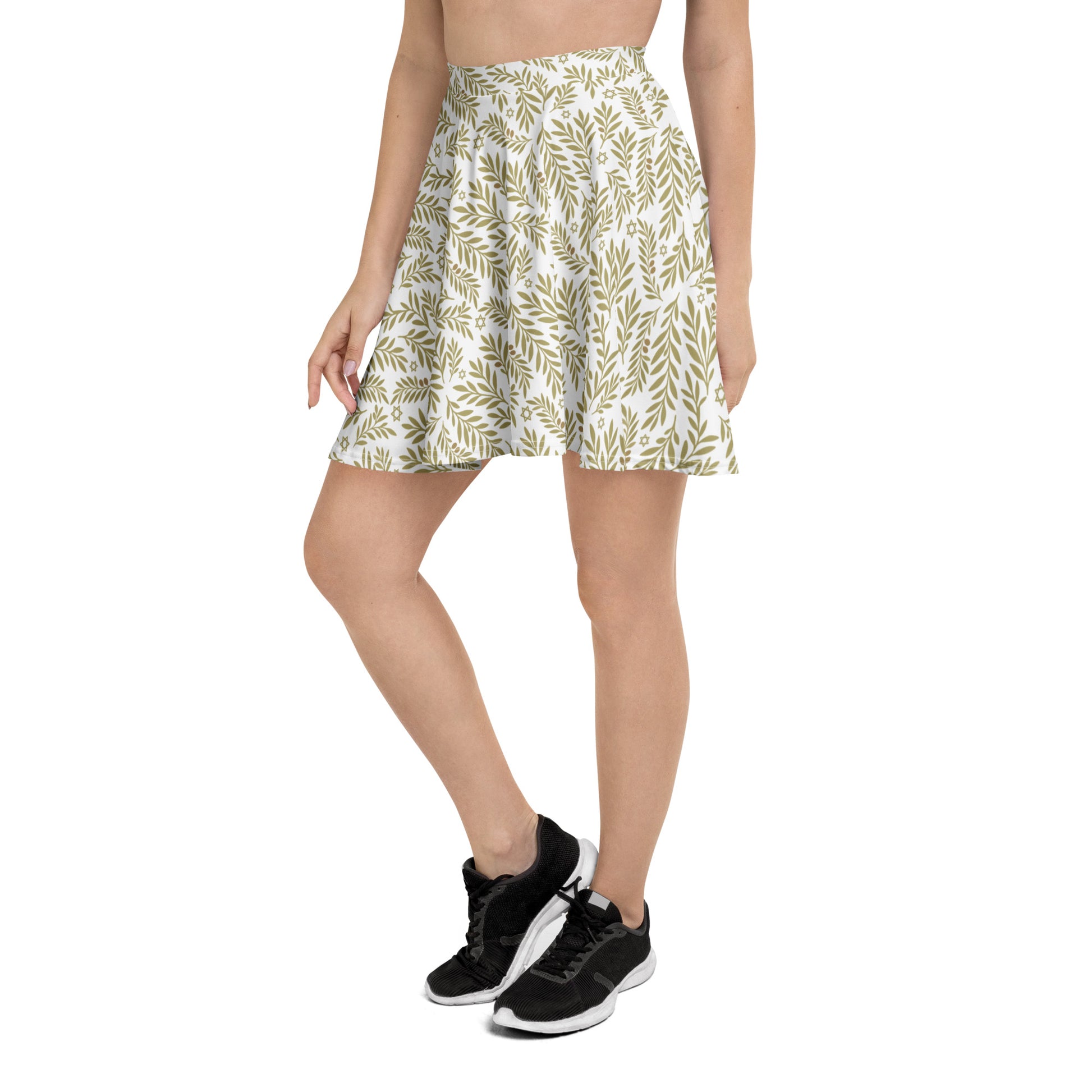 Olive Bloom All - Over Print Skater Skirt - American Zionist