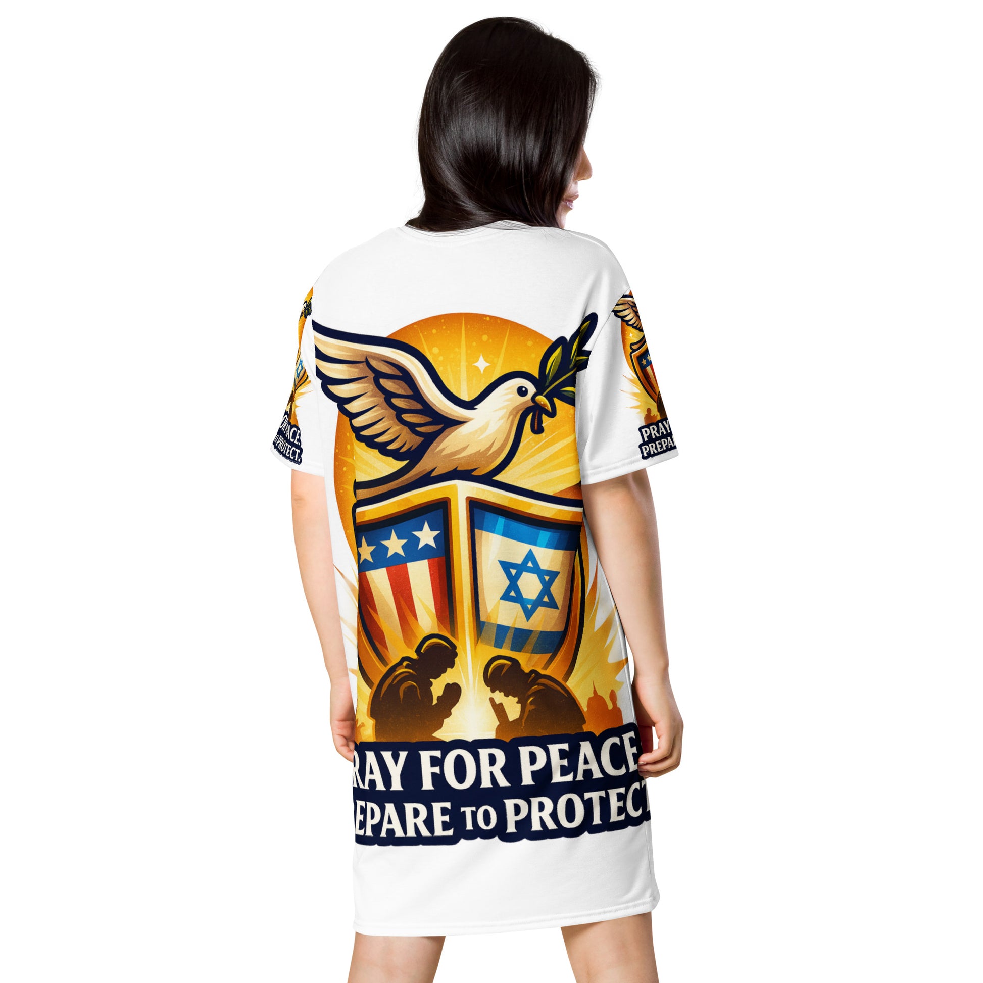 Pray For Peace All - Over Print T-Shirt Dress - American Zionist