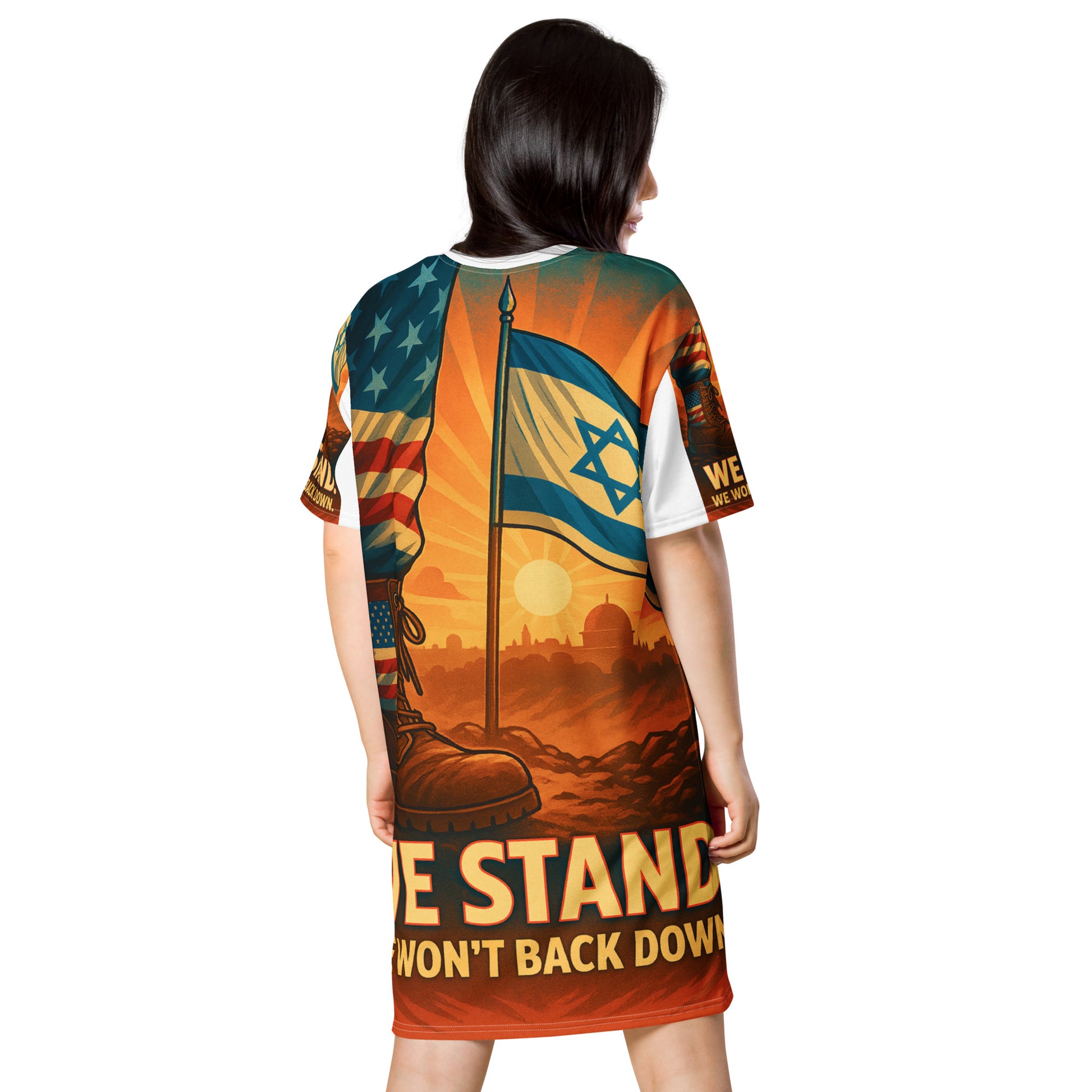 We Stand All - Over Print T-Shirt Dress - American Zionist