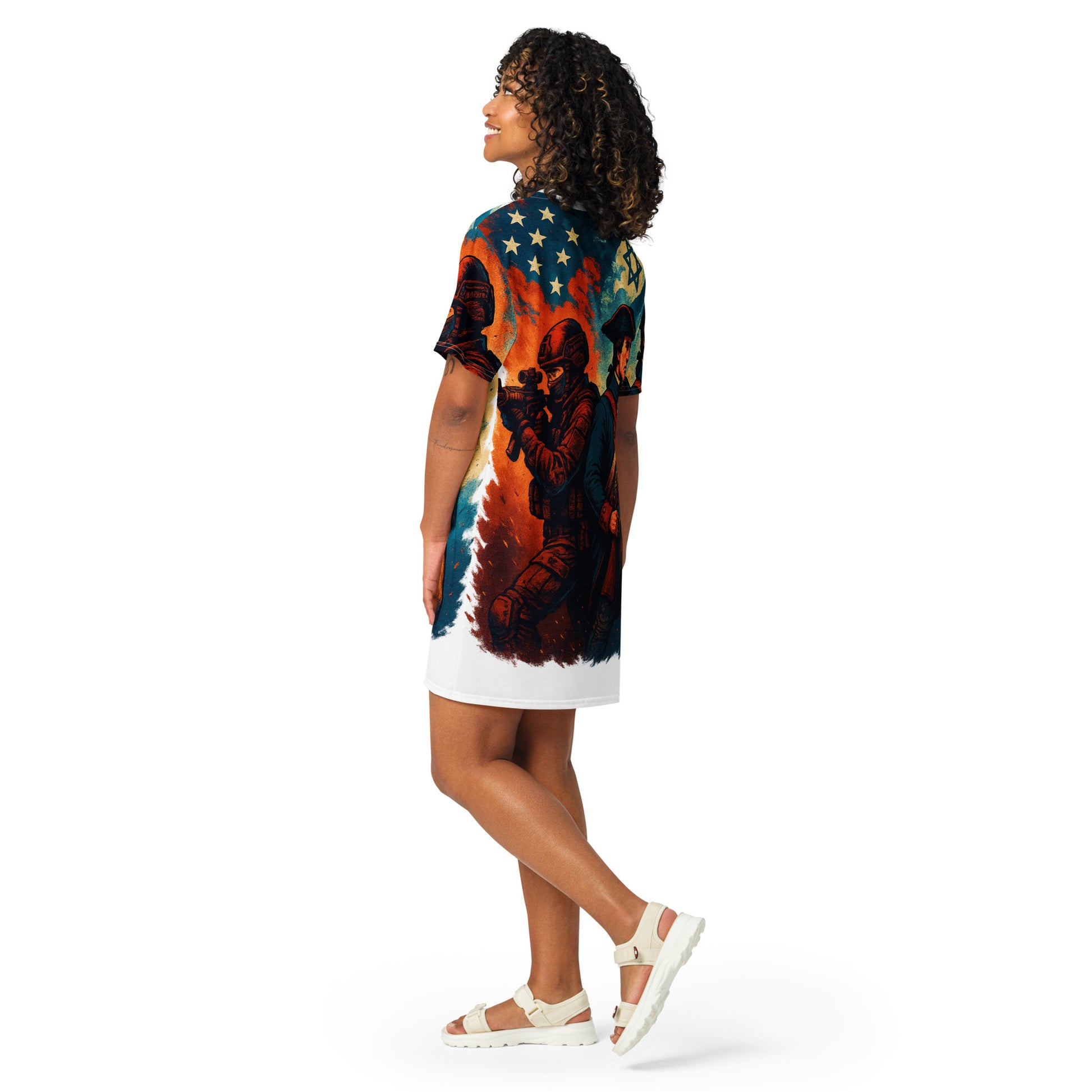Defenders Across Generations All - Over Print T-Shirt Dress - American Zionist