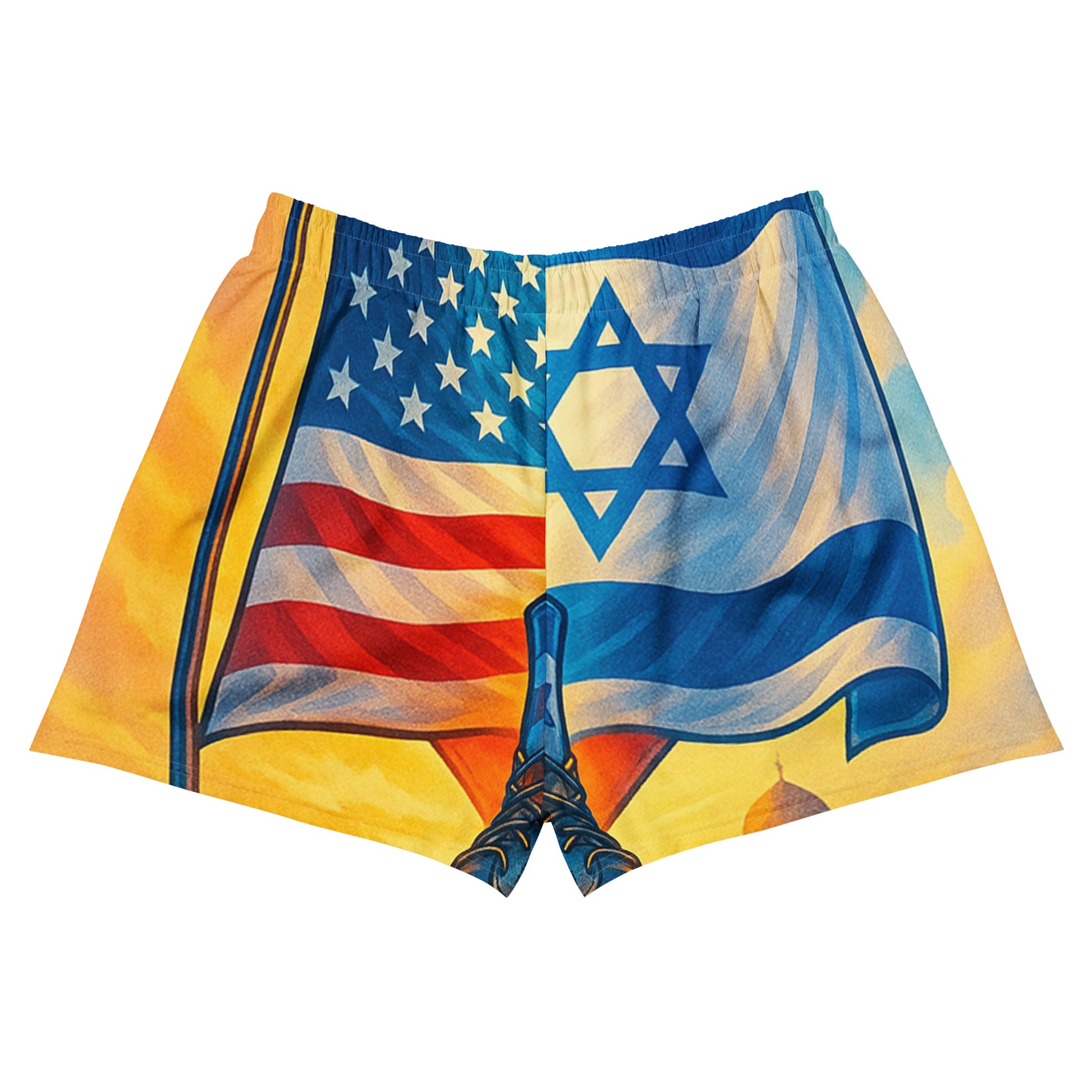 Two Flags. One Heart All - Over Print Unisex Athletic Shorts - American Zionist