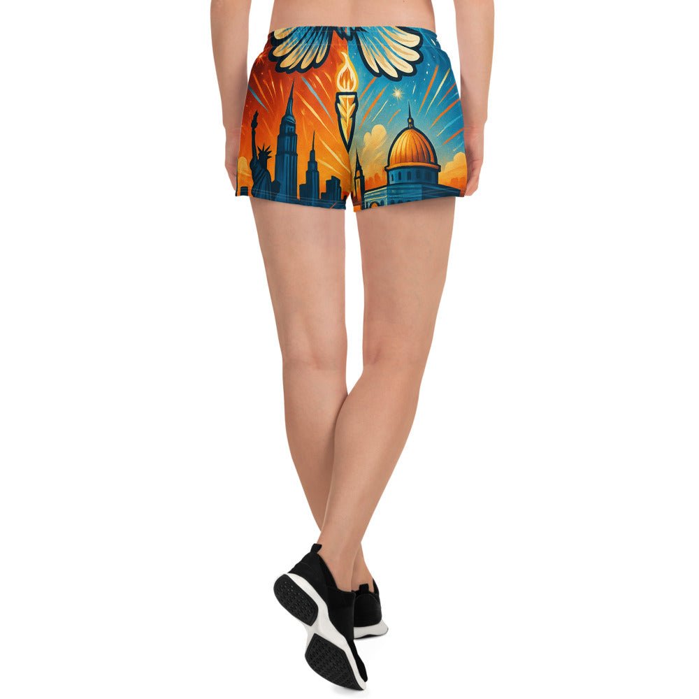 Red White and Blue All - Over Print Unisex Athletic Shorts - American Zionist