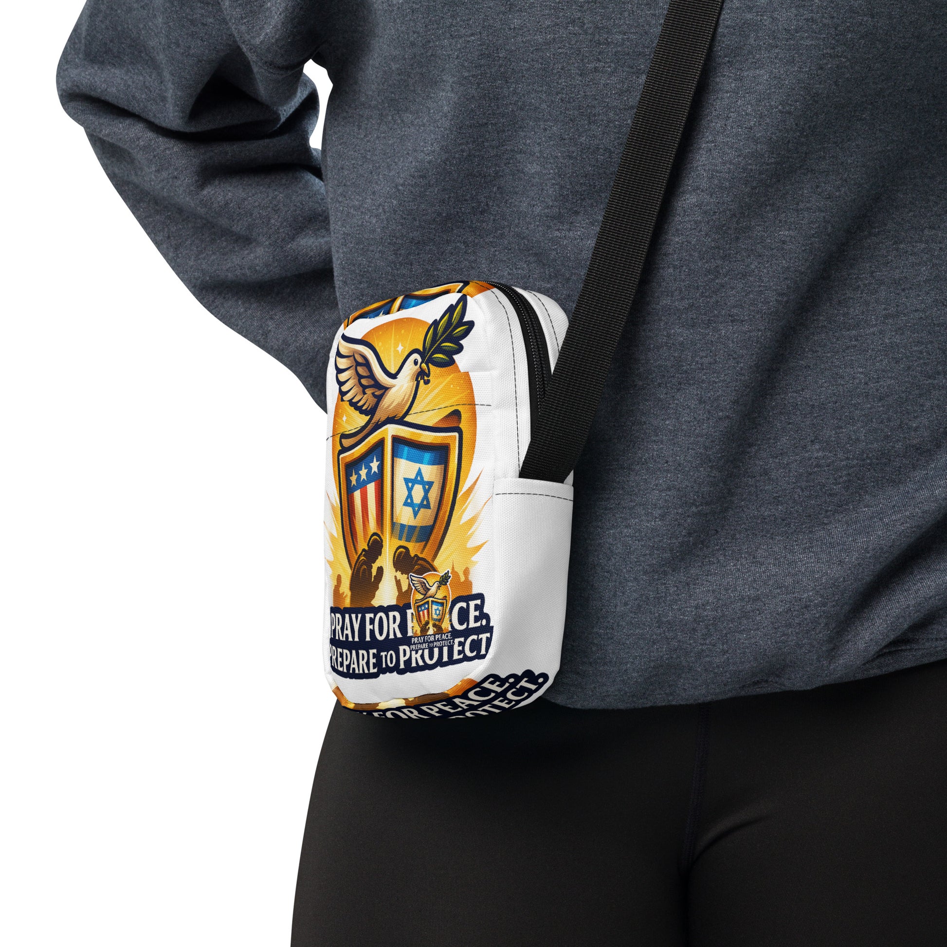 Pray For Peace All - Over Print Utility Crossbody Bag - American Zionist