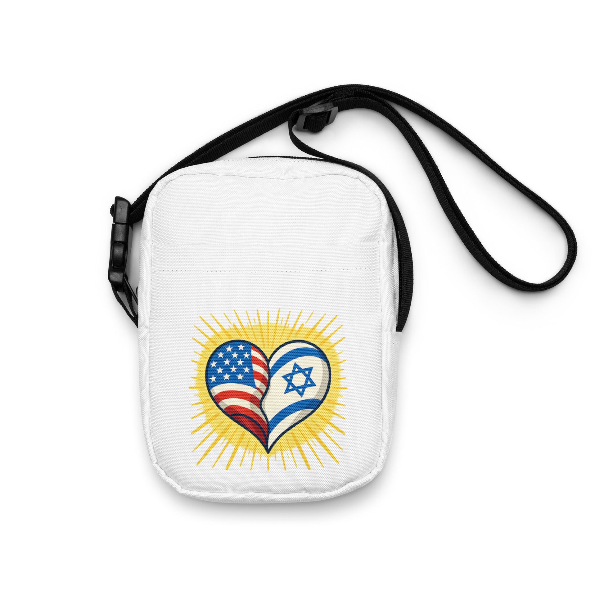 Heart of Two Nations All - Over Print Utility Crossbody Bag - American Zionist