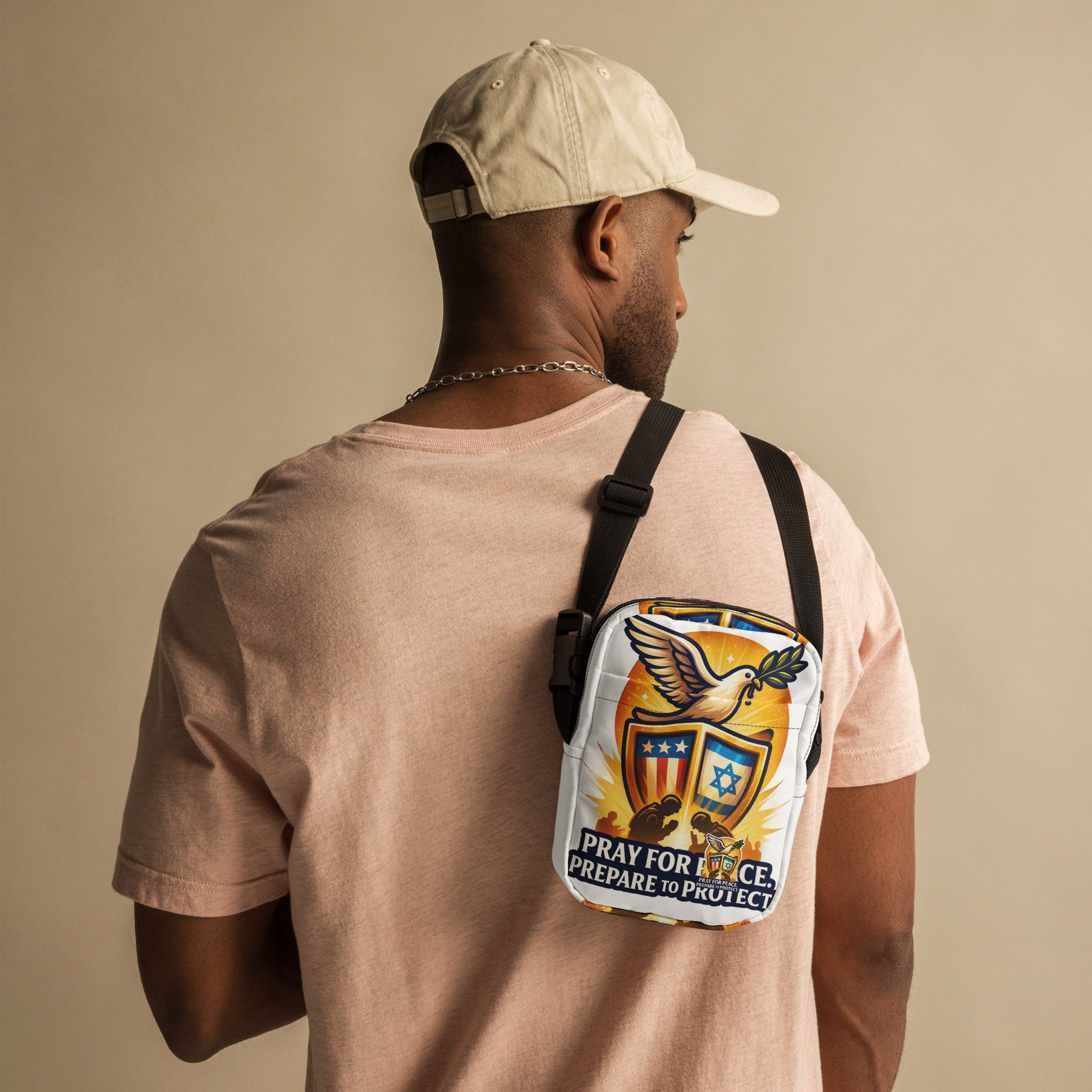 Pray For Peace All - Over Print Utility Crossbody Bag - American Zionist