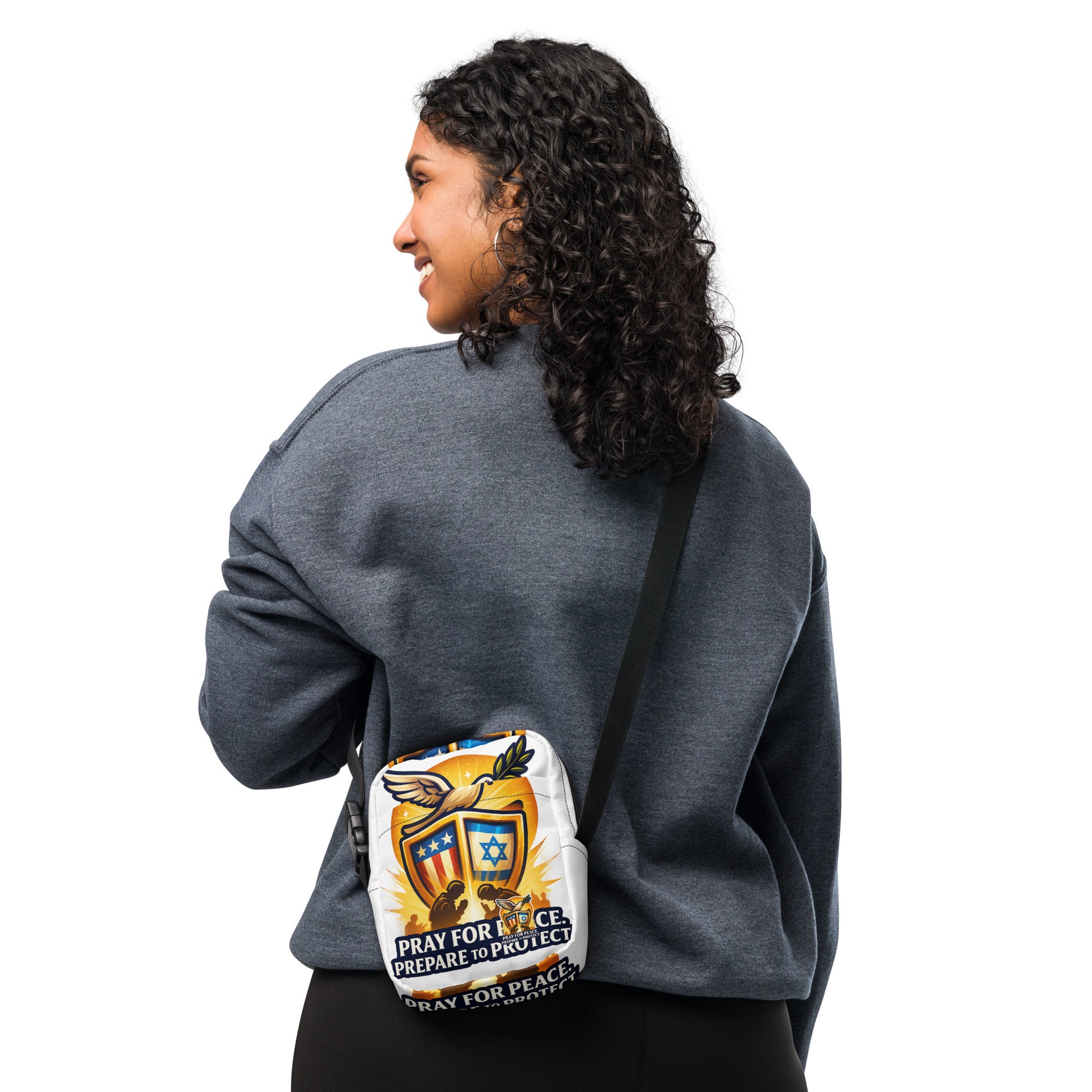 Pray For Peace All - Over Print Utility Crossbody Bag - American Zionist