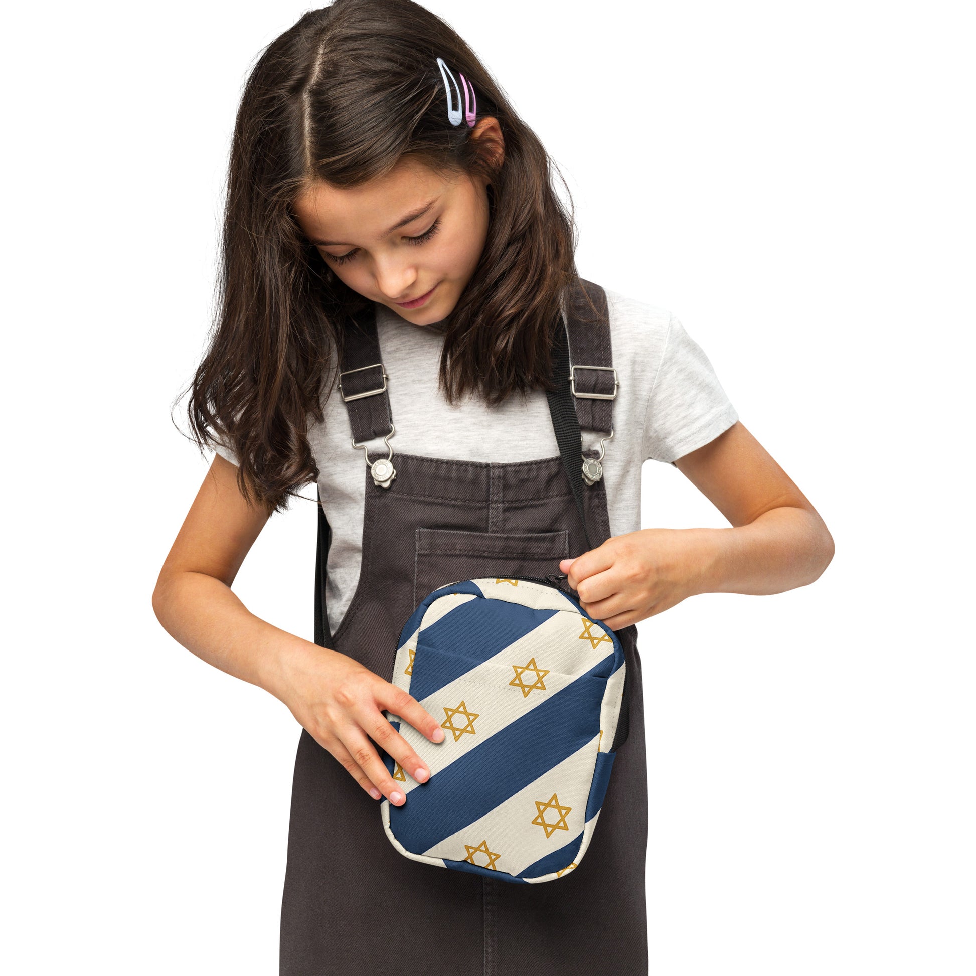 Israel Regalia Stripe All - Over Print Utility Crossbody Bag - American Zionist