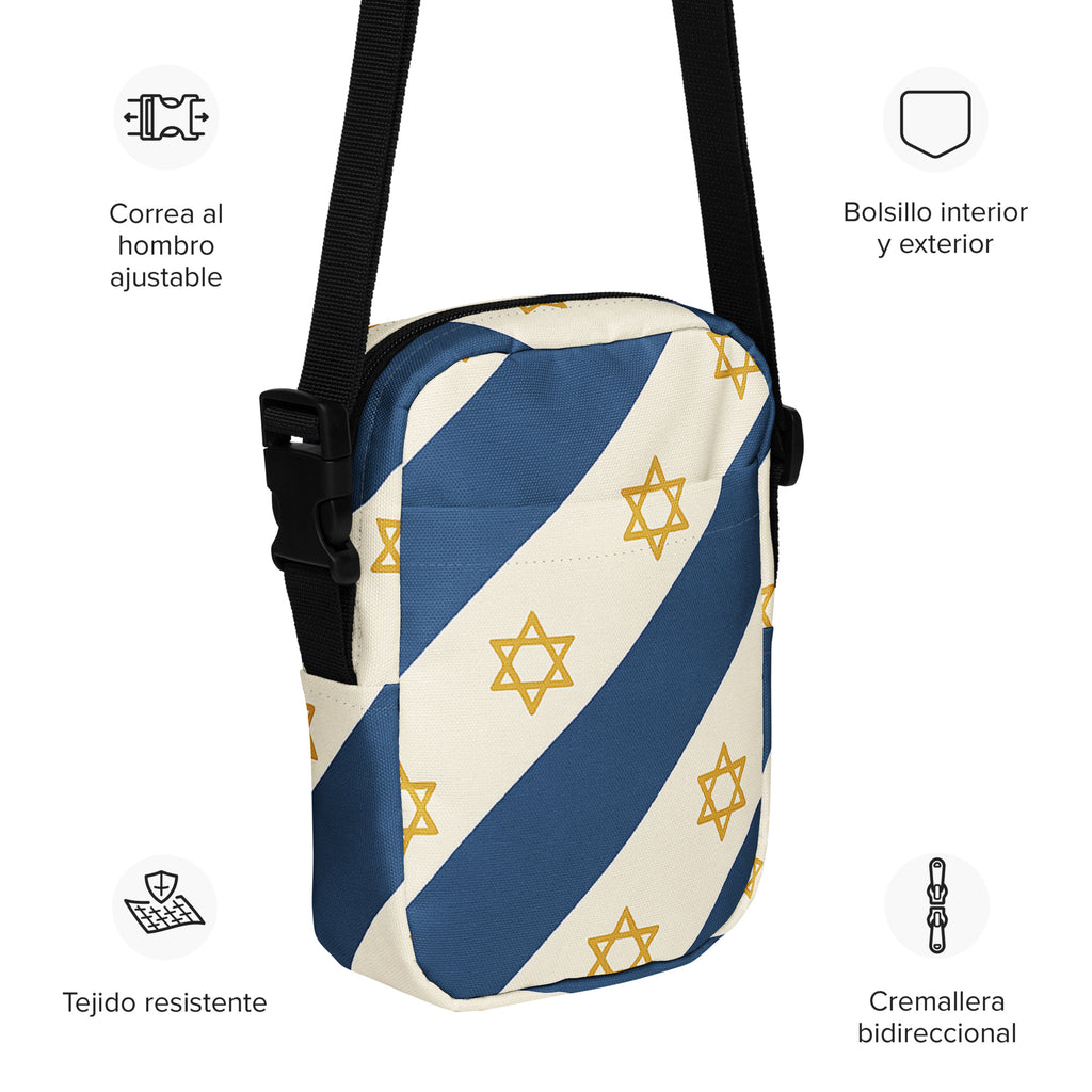 Israel Regalia Stripe All - Over Print Utility Crossbody Bag - American Zionist