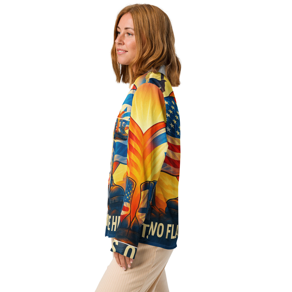 Two Flags. One Heart All Over Print Women's Long Sleeve Pajama Top - American Zionist