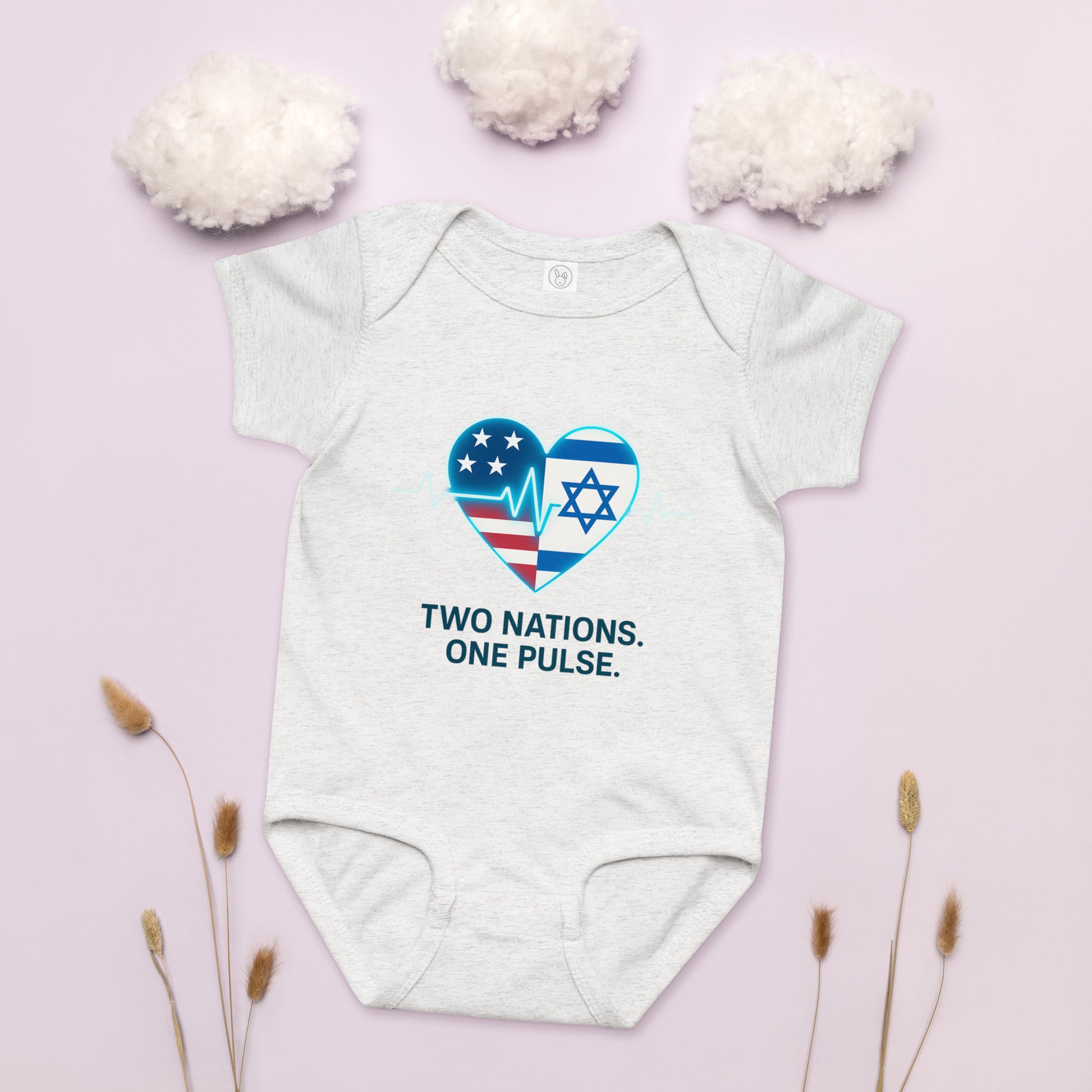 Two Nations One Pulse Baby Jersey Bodysuit - American Zionist
