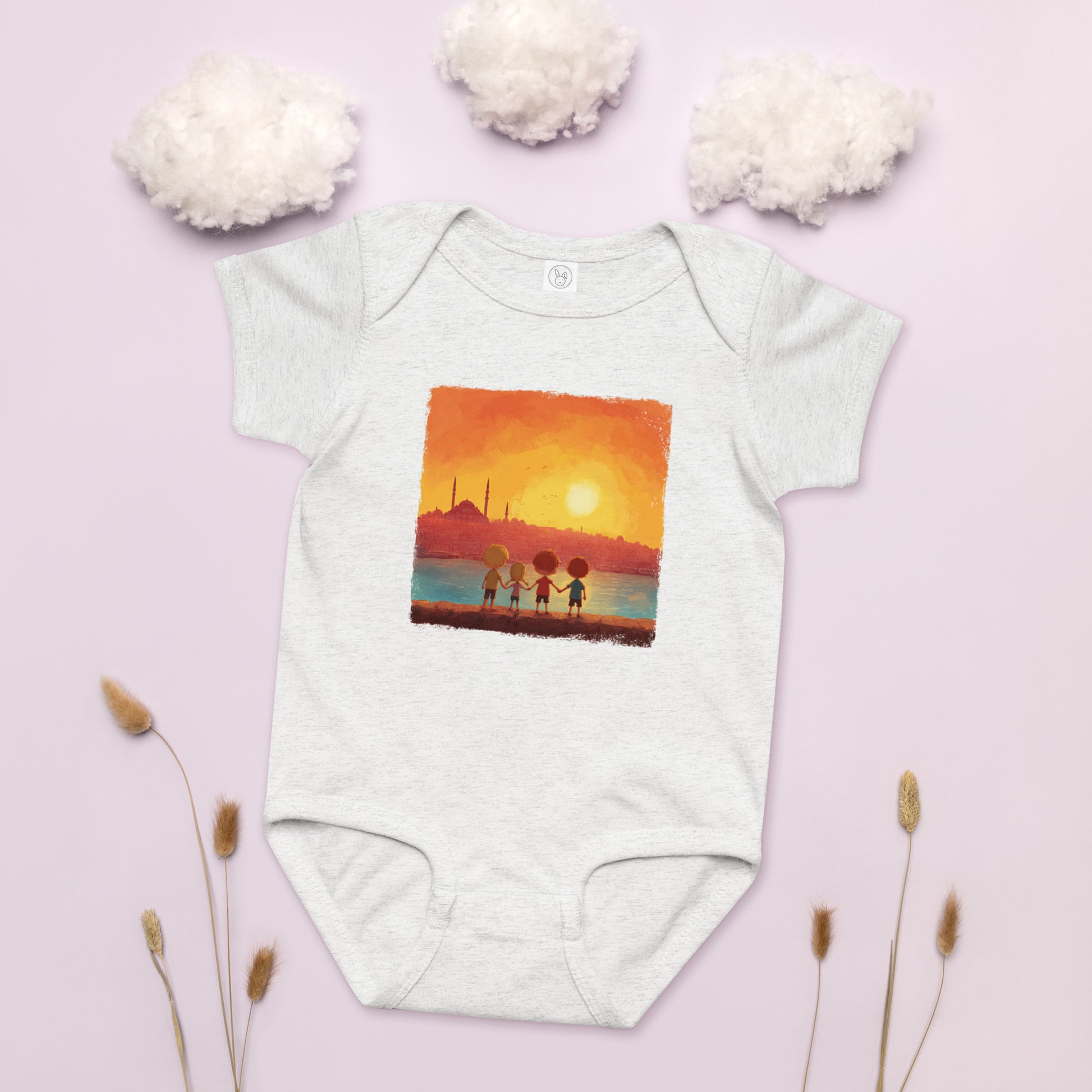 Jewish Kids Over Sunset Baby Jersey Bodysuit - American Zionist