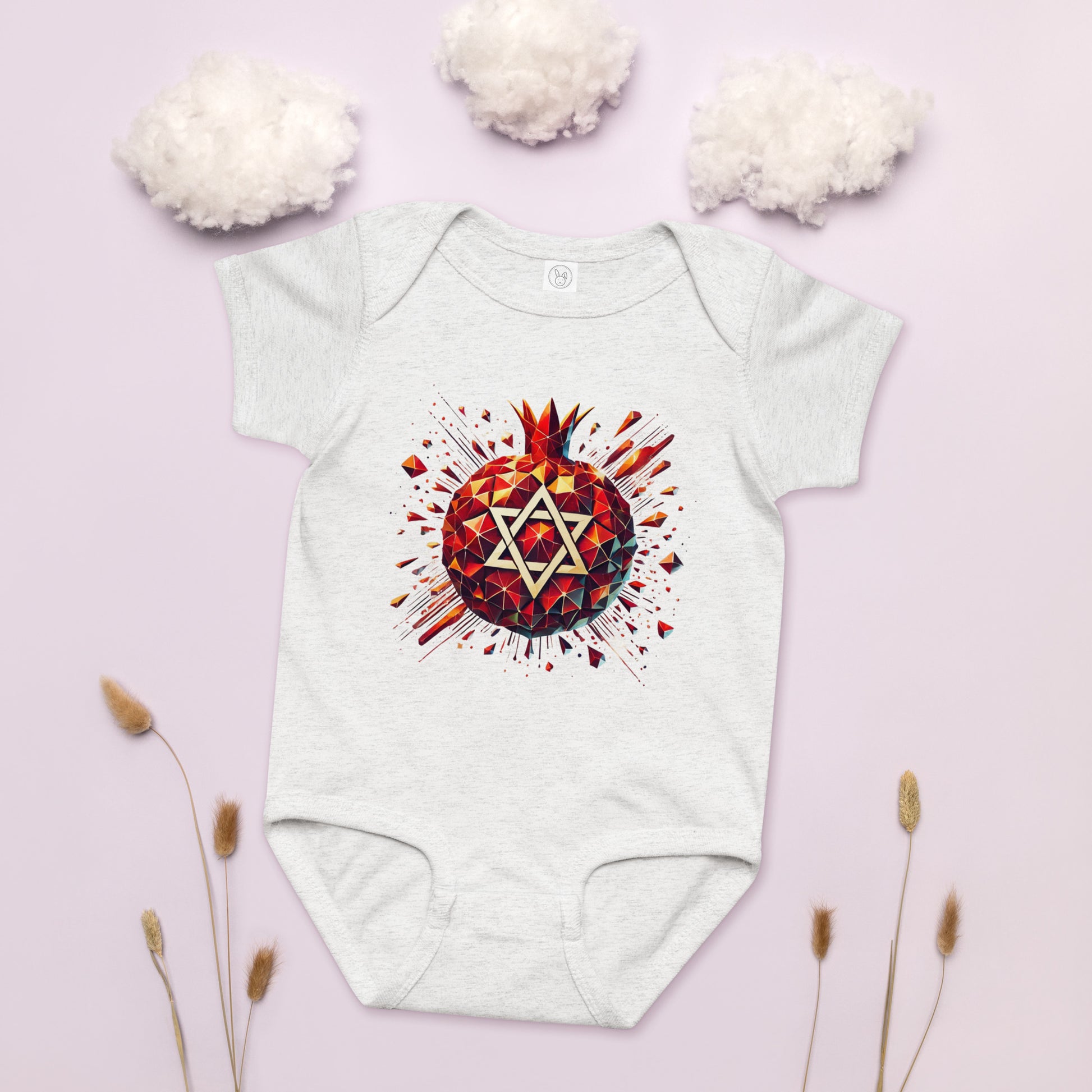 Pomegranate Star of David Baby Jersey Bodysuit - American Zionist