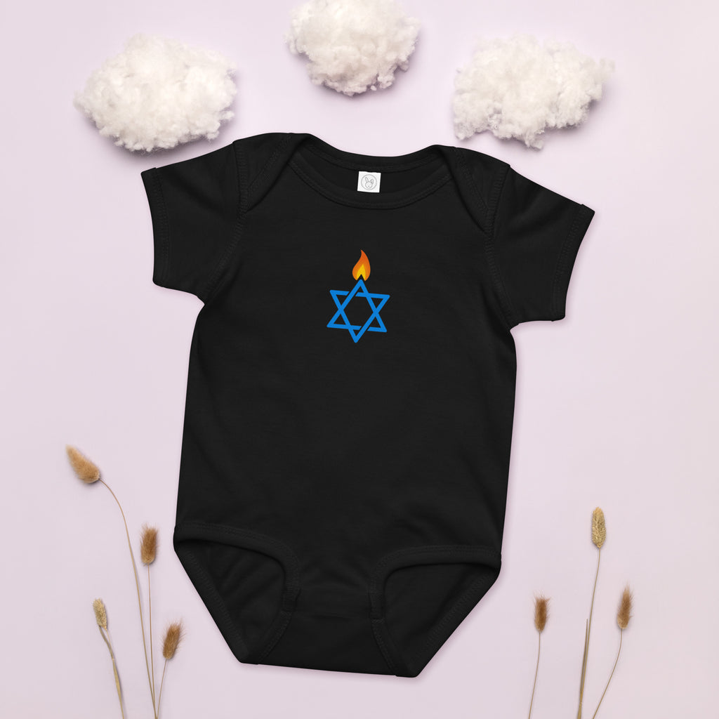 Fire Stars Of David Baby Jersey Bodysuit - American Zionist