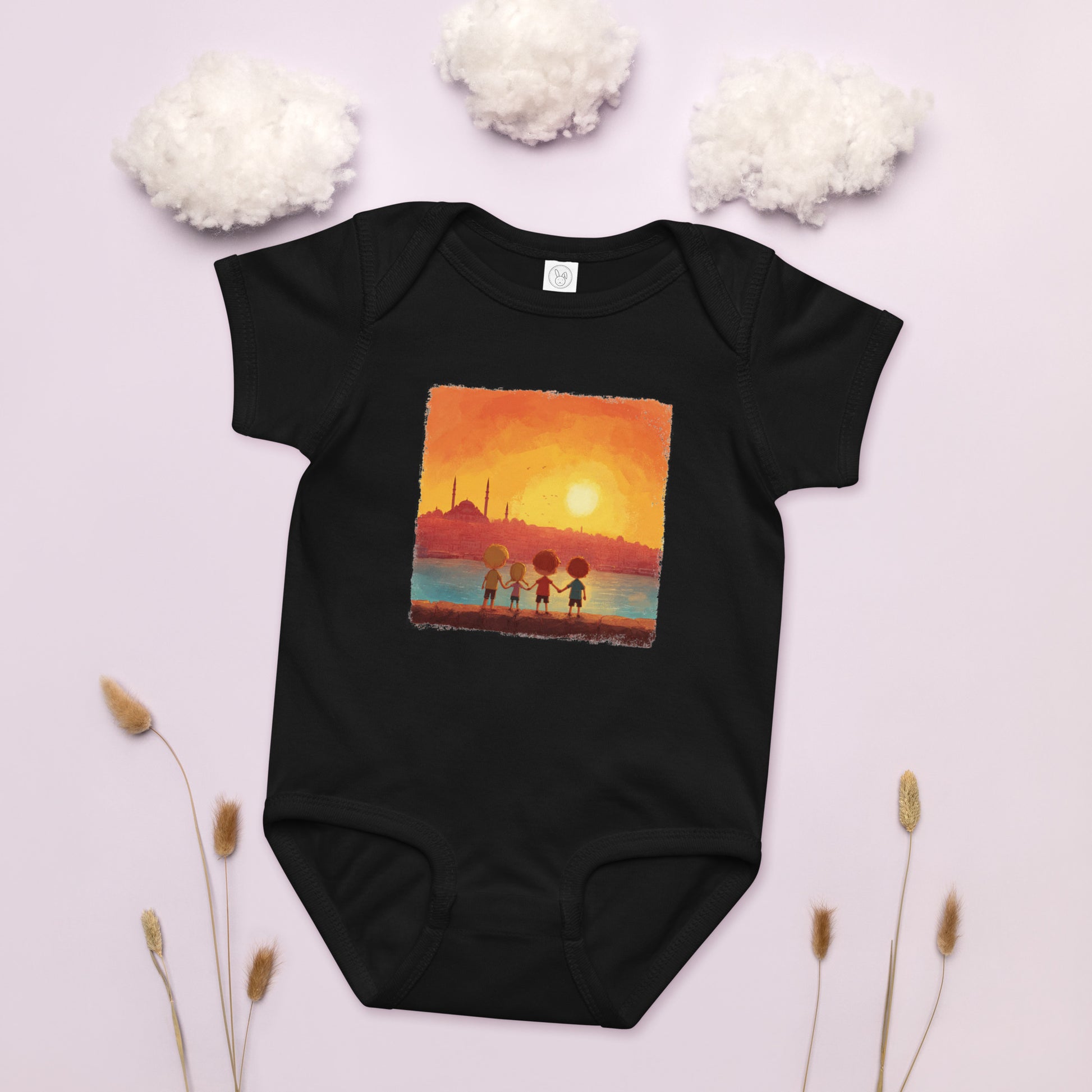 Jewish Kids Over Sunset Baby Jersey Bodysuit - American Zionist