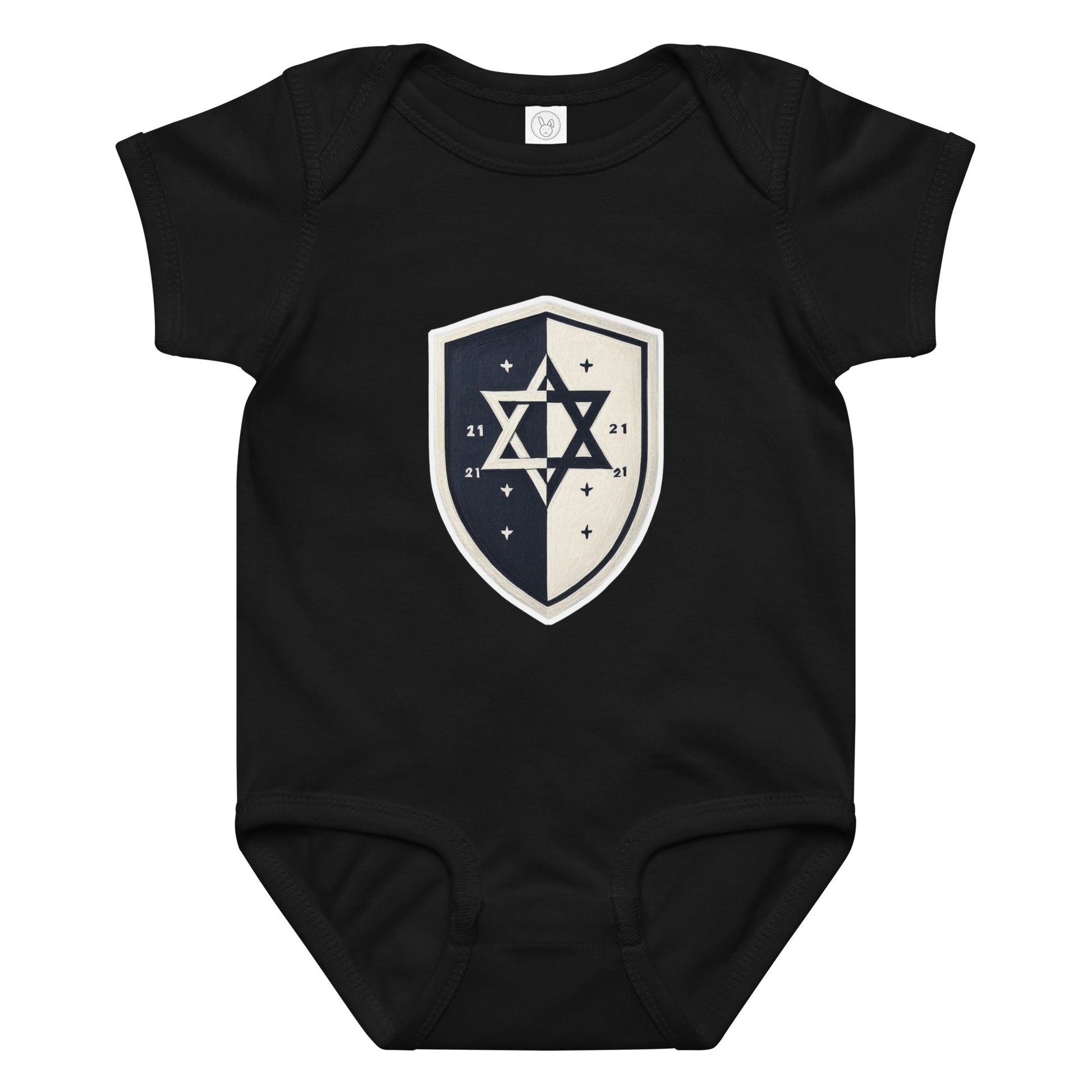 Black and White Shield Baby Jersey Bodysuit - American Zionist