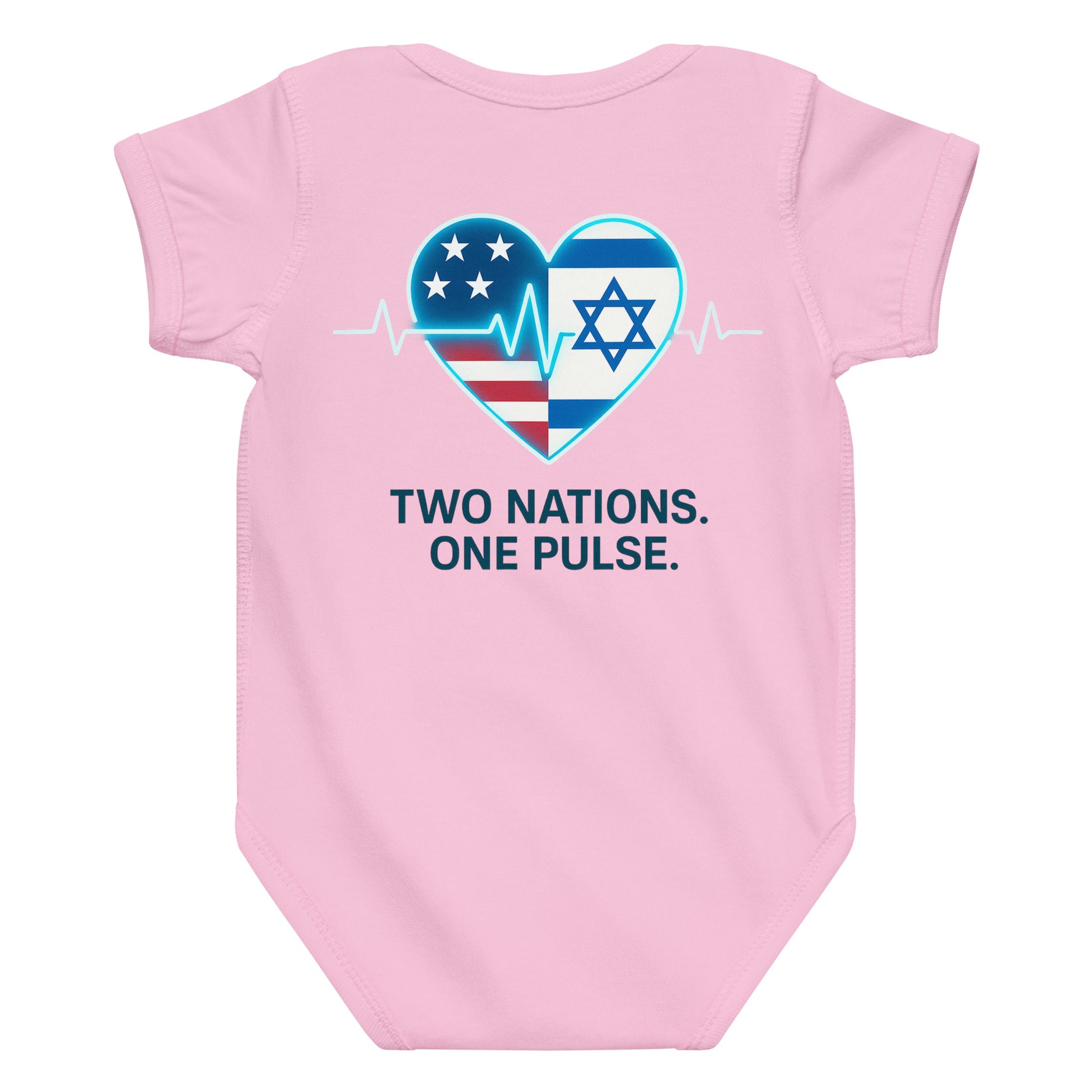 Two Nations One Pulse Baby Jersey Bodysuit - American Zionist