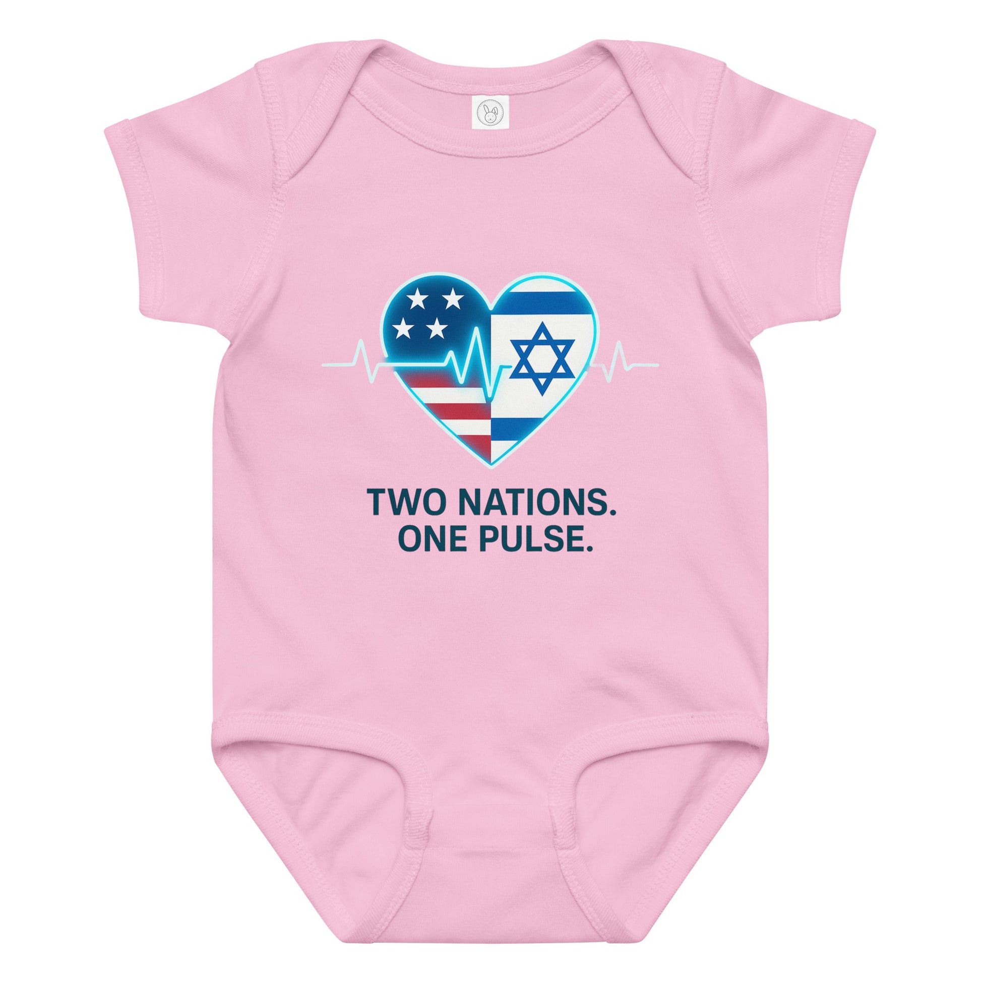 Two Nations One Pulse Baby Jersey Bodysuit - American Zionist
