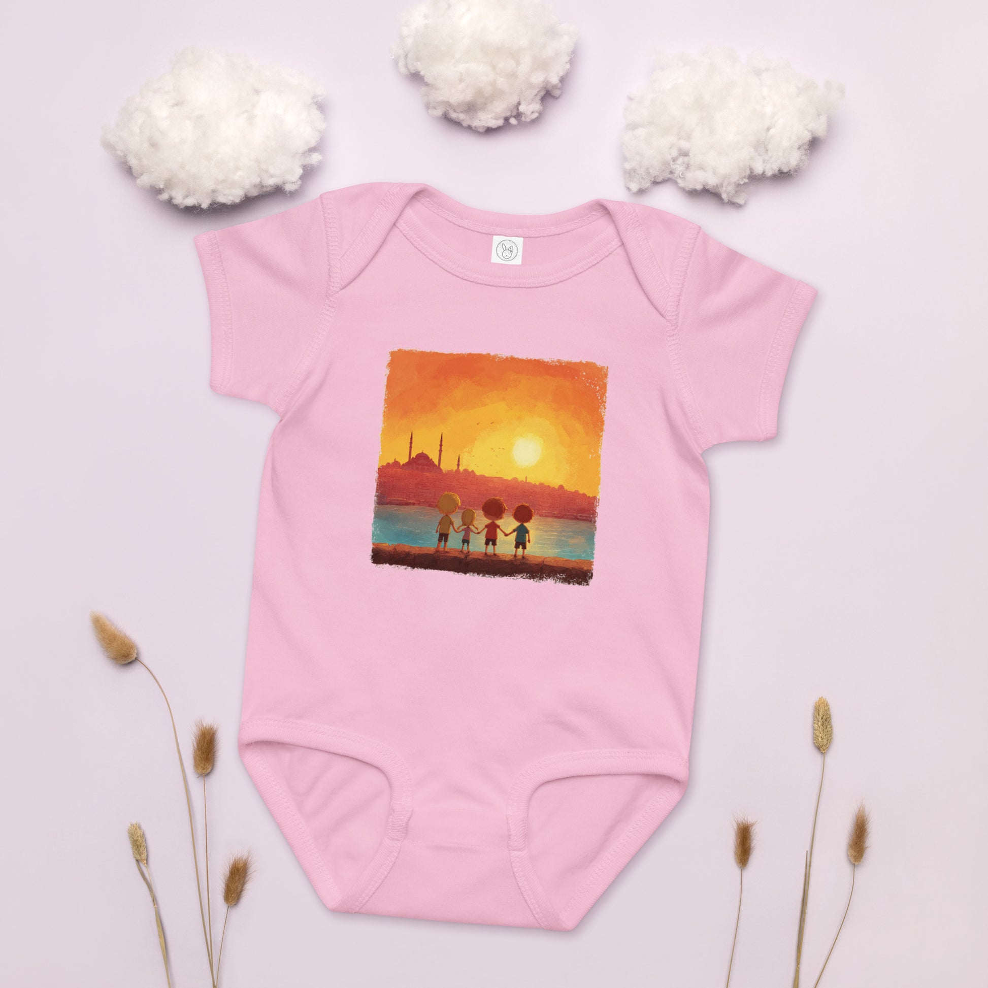 Jewish Kids Over Sunset Baby Jersey Bodysuit - American Zionist