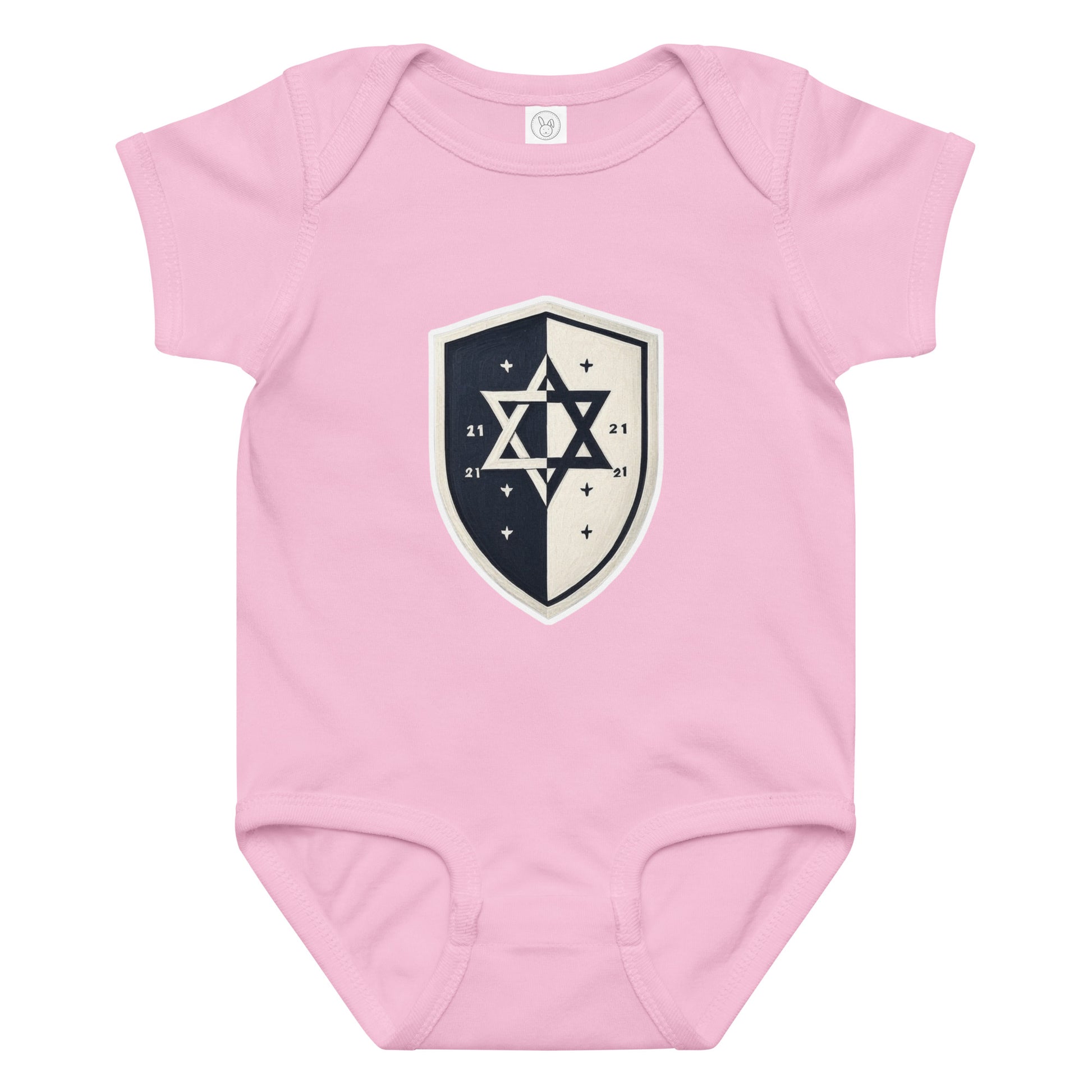 Black and White Shield Baby Jersey Bodysuit - American Zionist