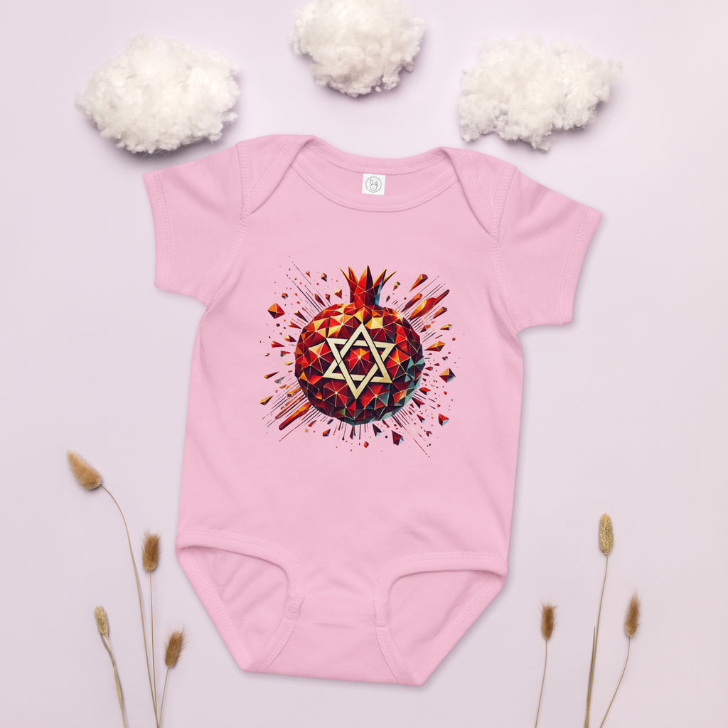 Pomegranate Star of David Baby Jersey Bodysuit - American Zionist