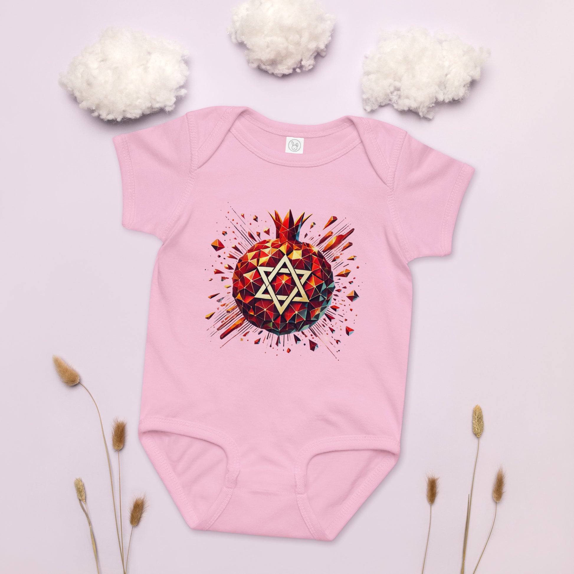 Pomegranate Star of David Baby Jersey Bodysuit - American Zionist