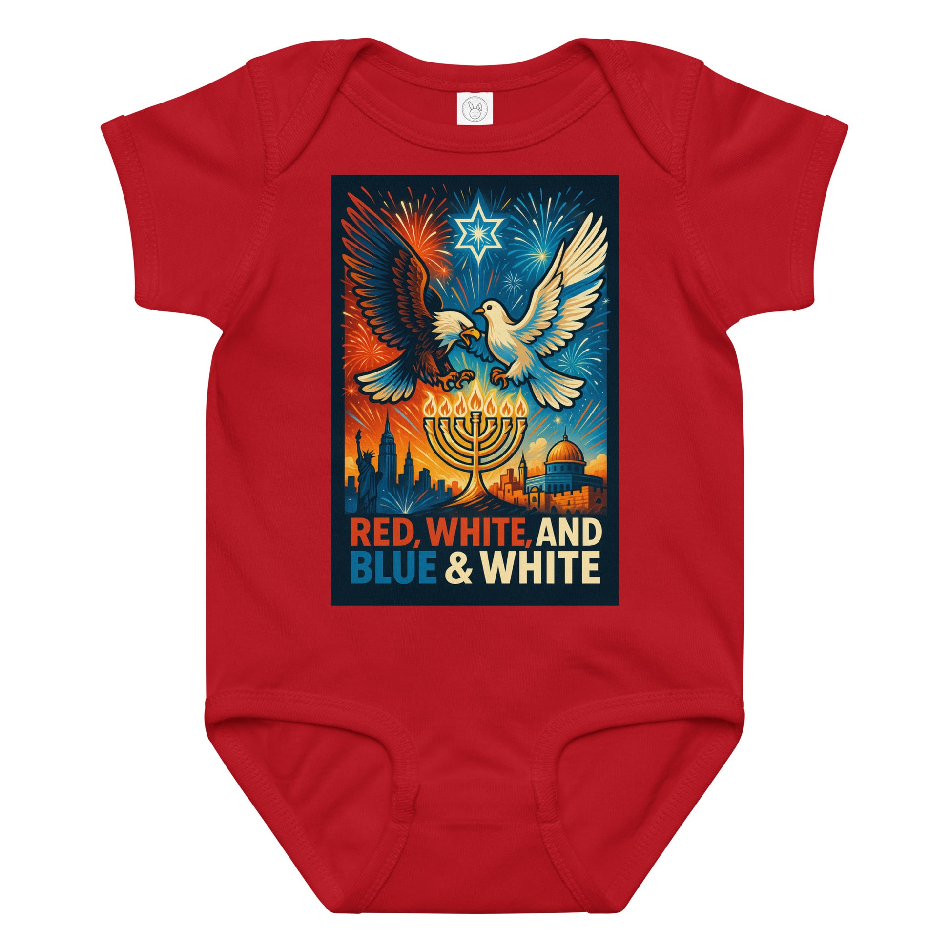 Red White And Blue Baby Jersey Bodysuit - American Zionist