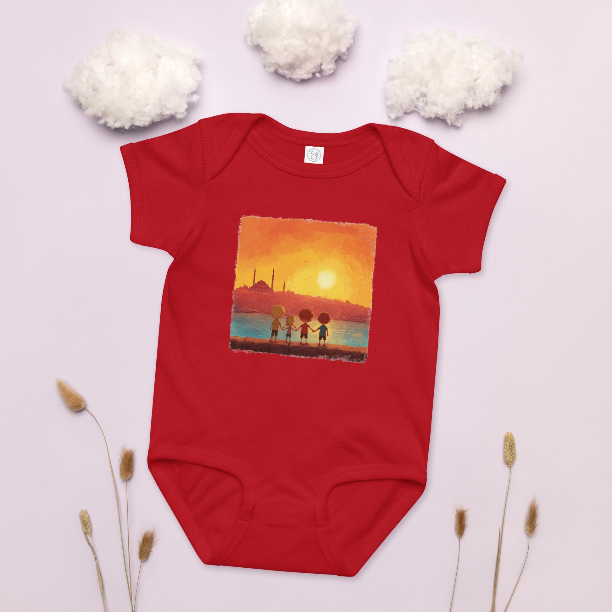 Jewish Kids Over Sunset Baby Jersey Bodysuit - American Zionist