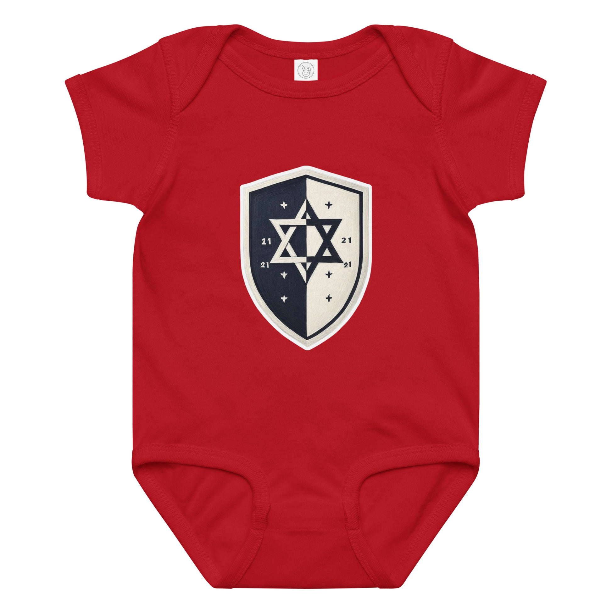 Black and White Shield Baby Jersey Bodysuit - American Zionist