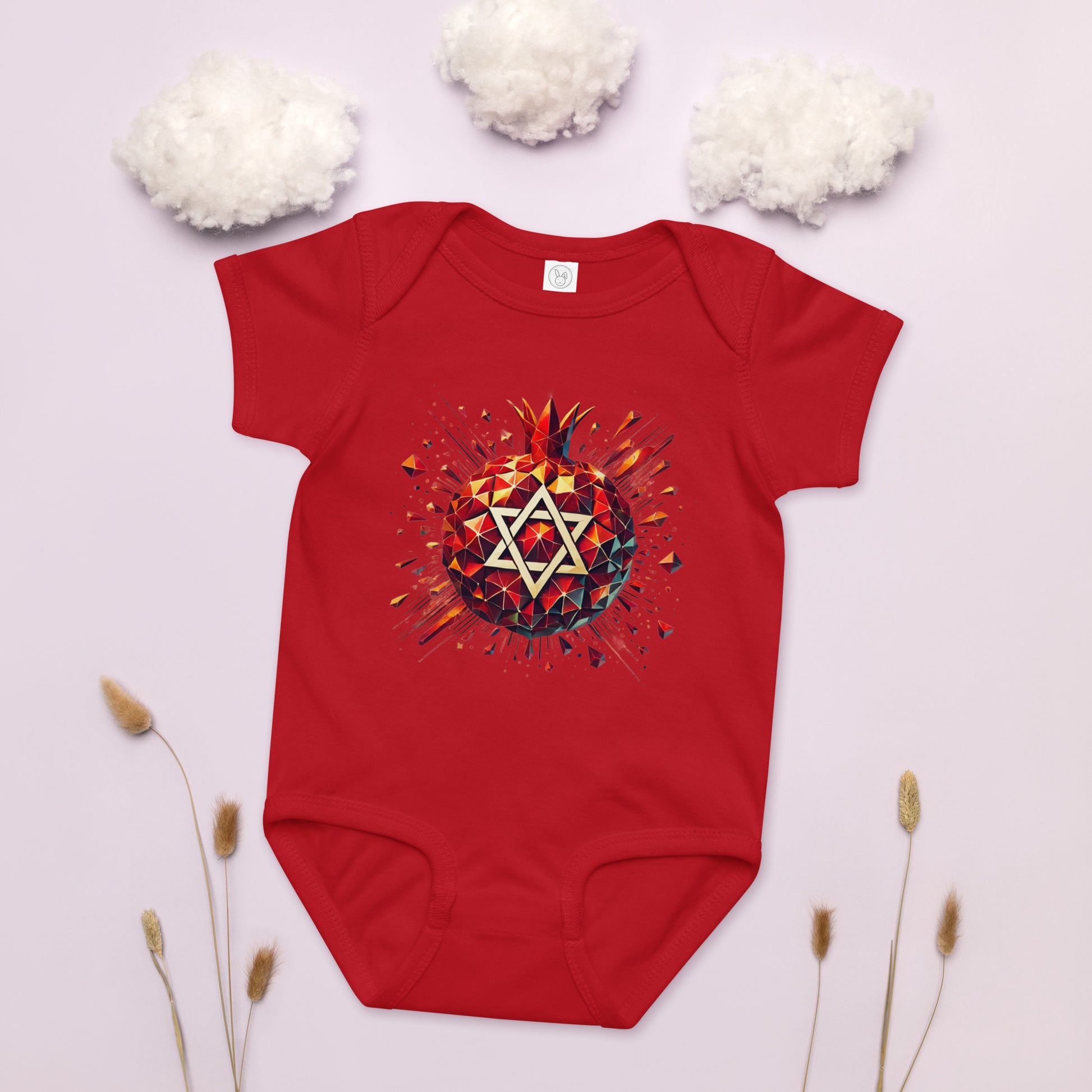 Pomegranate Star of David Baby Jersey Bodysuit - American Zionist