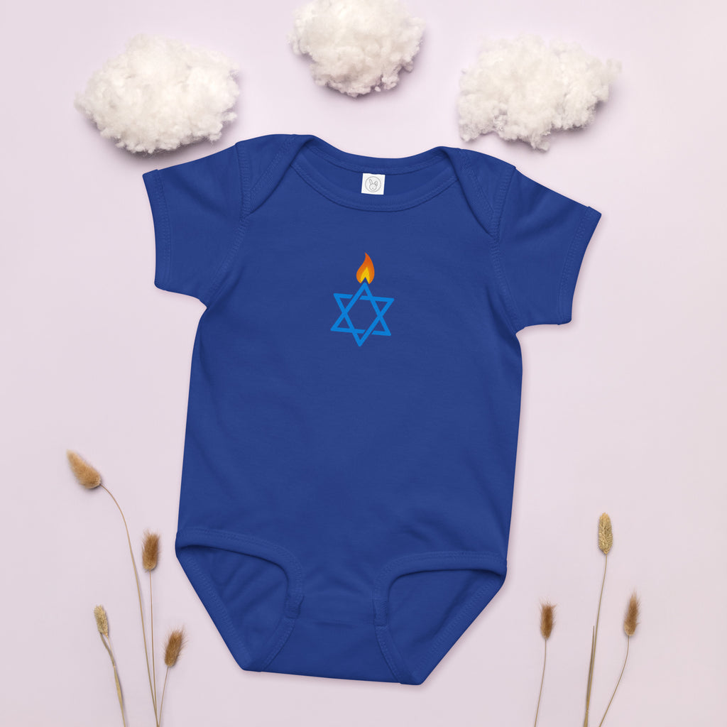 Fire Stars Of David Baby Jersey Bodysuit - American Zionist