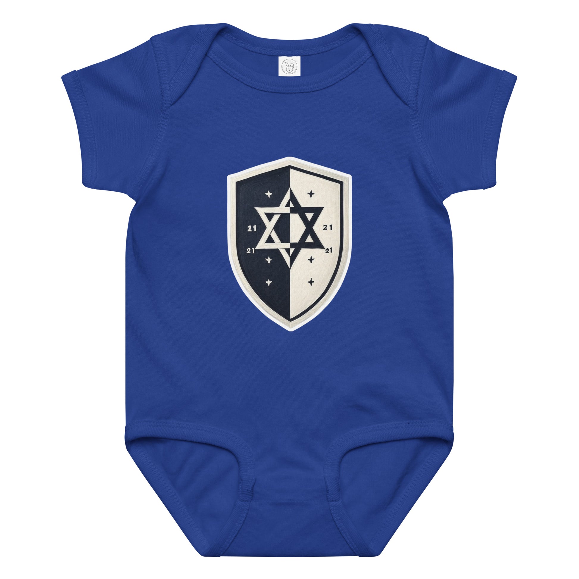 Black and White Shield Baby Jersey Bodysuit - American Zionist