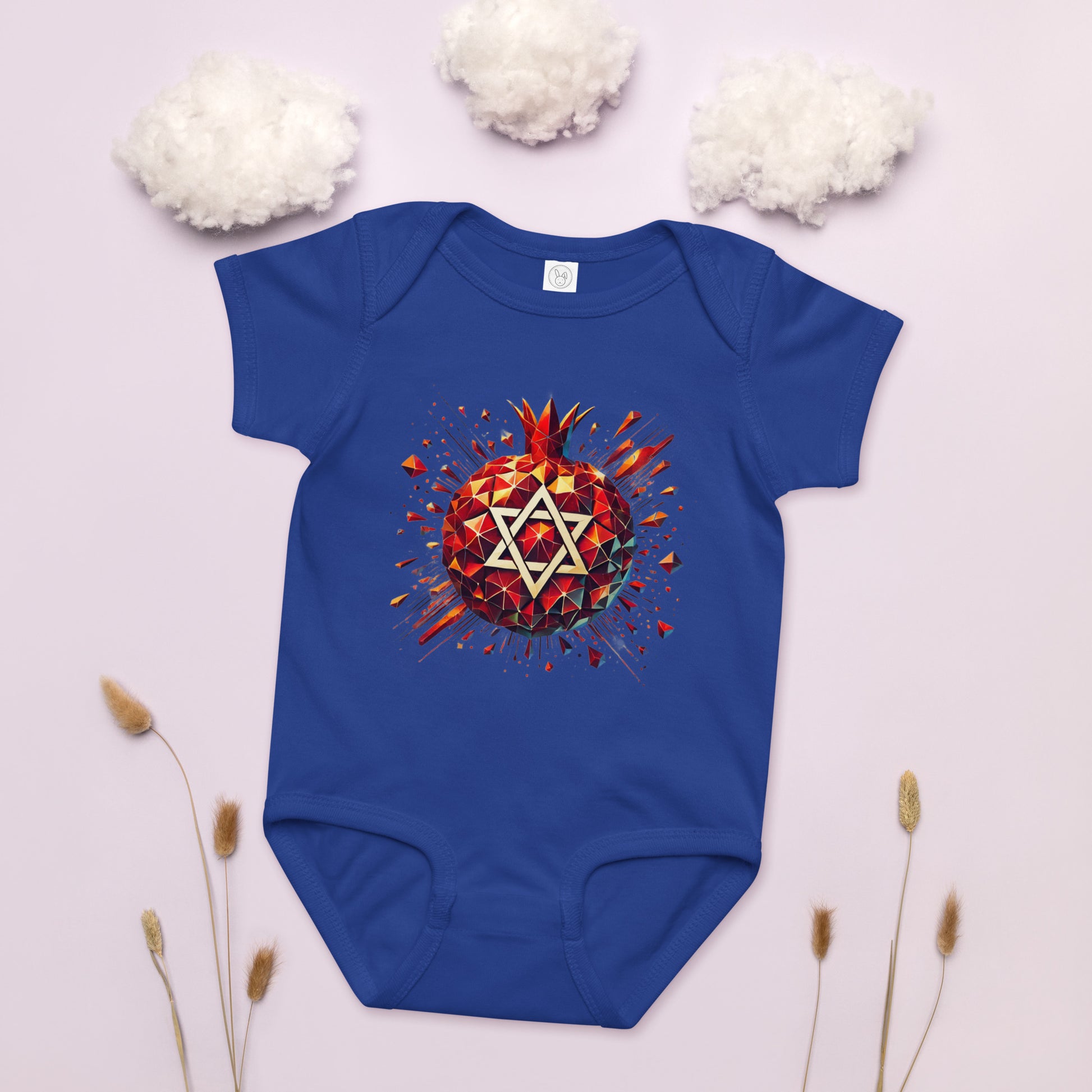 Pomegranate Star of David Baby Jersey Bodysuit - American Zionist