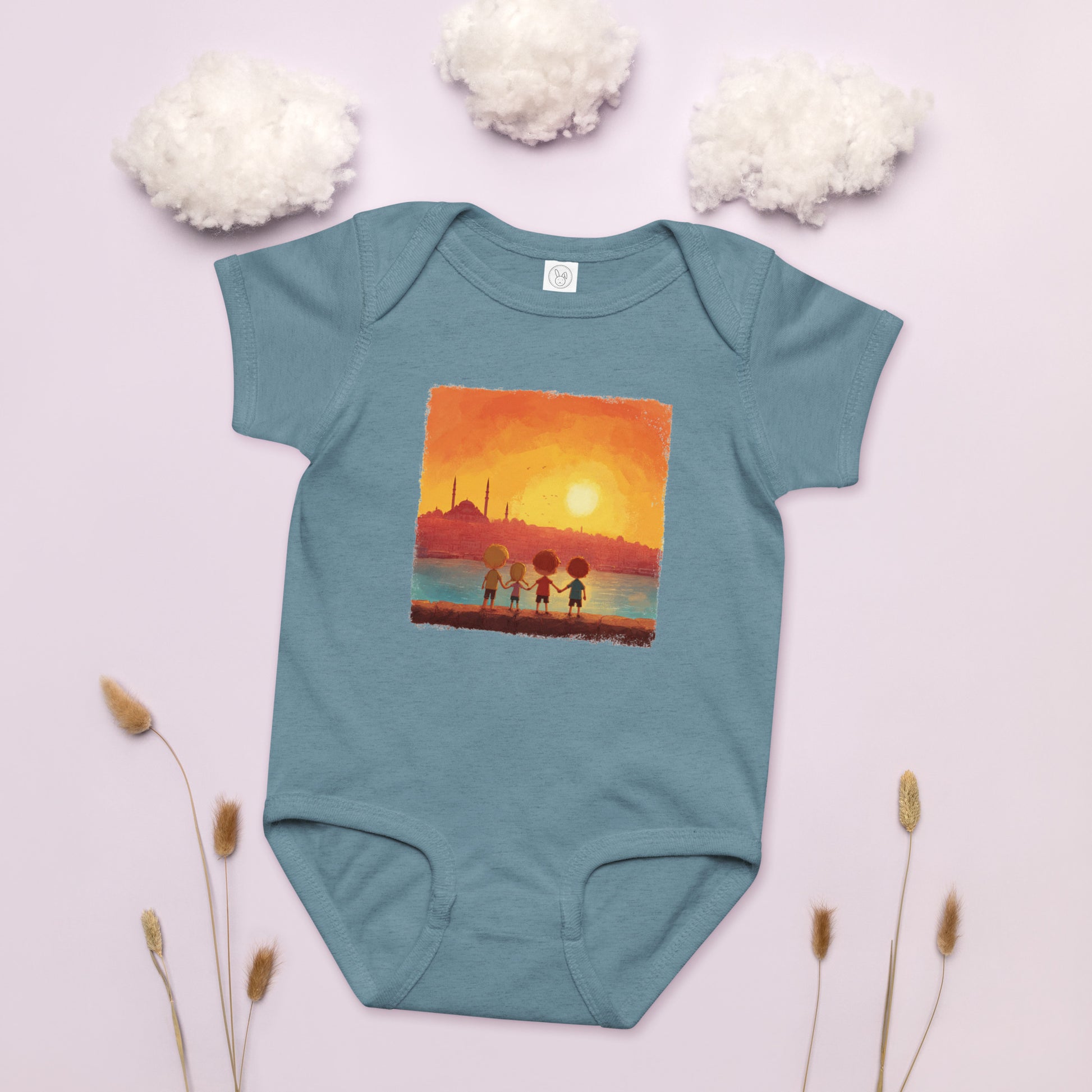Jewish Kids Over Sunset Baby Jersey Bodysuit - American Zionist