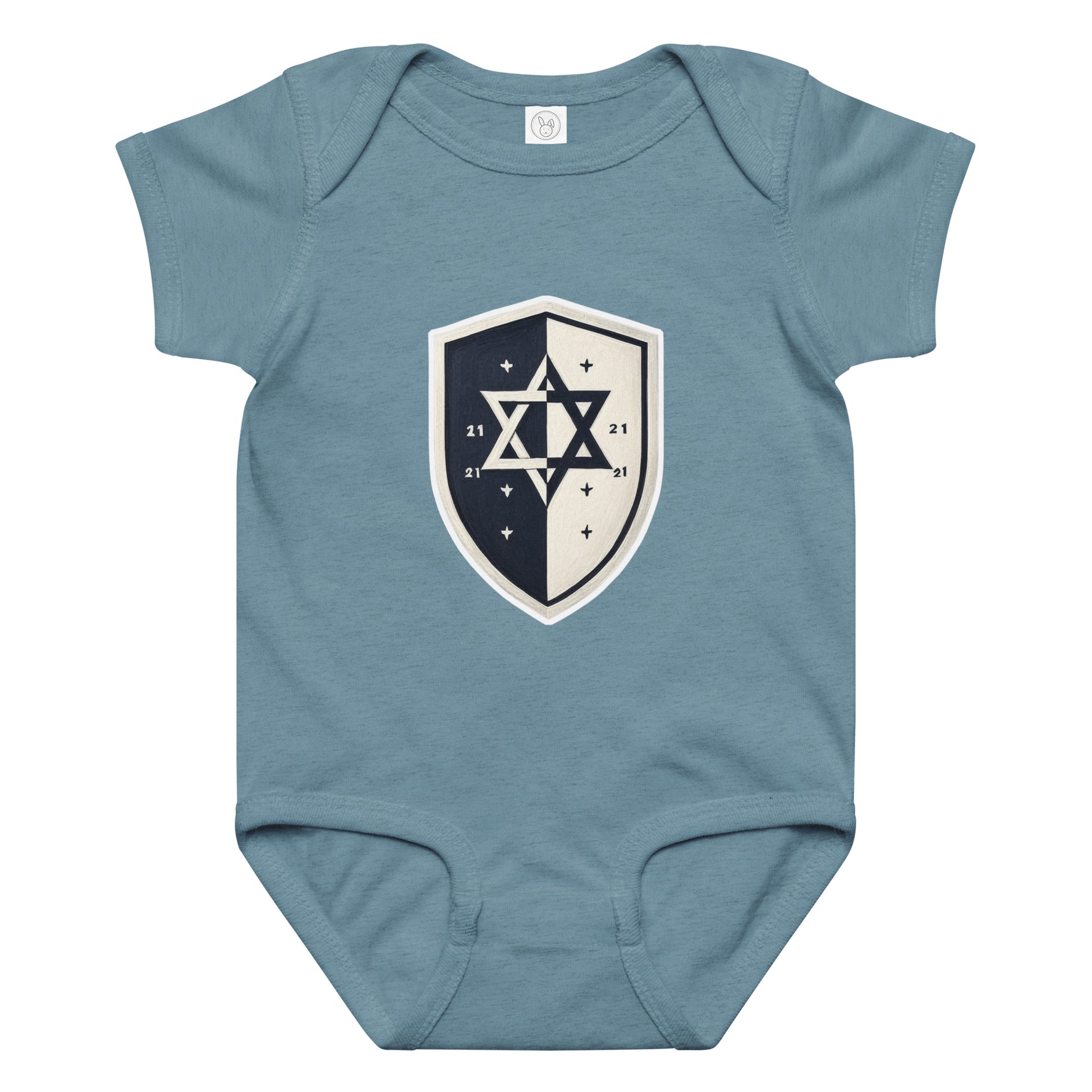 Black and White Shield Baby Jersey Bodysuit - American Zionist
