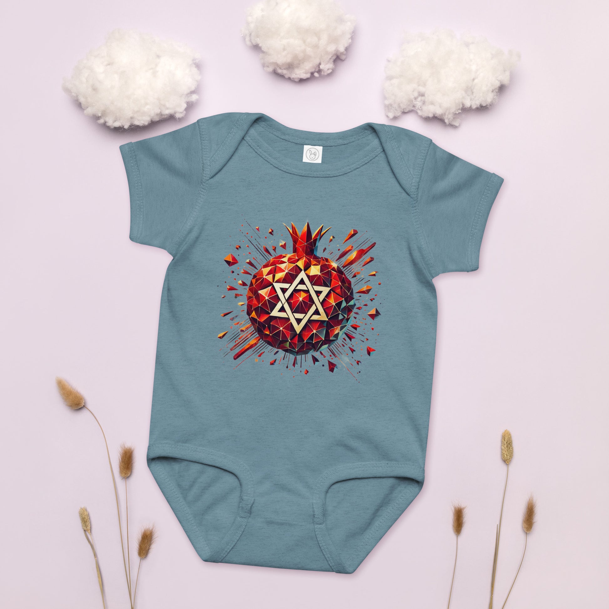 Pomegranate Star of David Baby Jersey Bodysuit - American Zionist