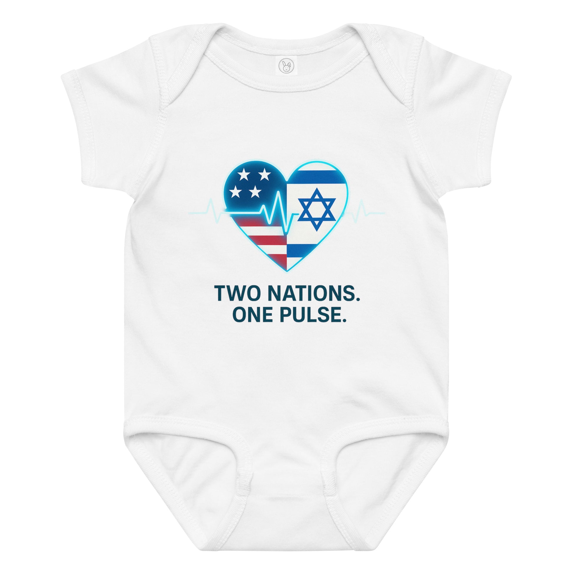 Two Nations One Pulse Baby Jersey Bodysuit - American Zionist