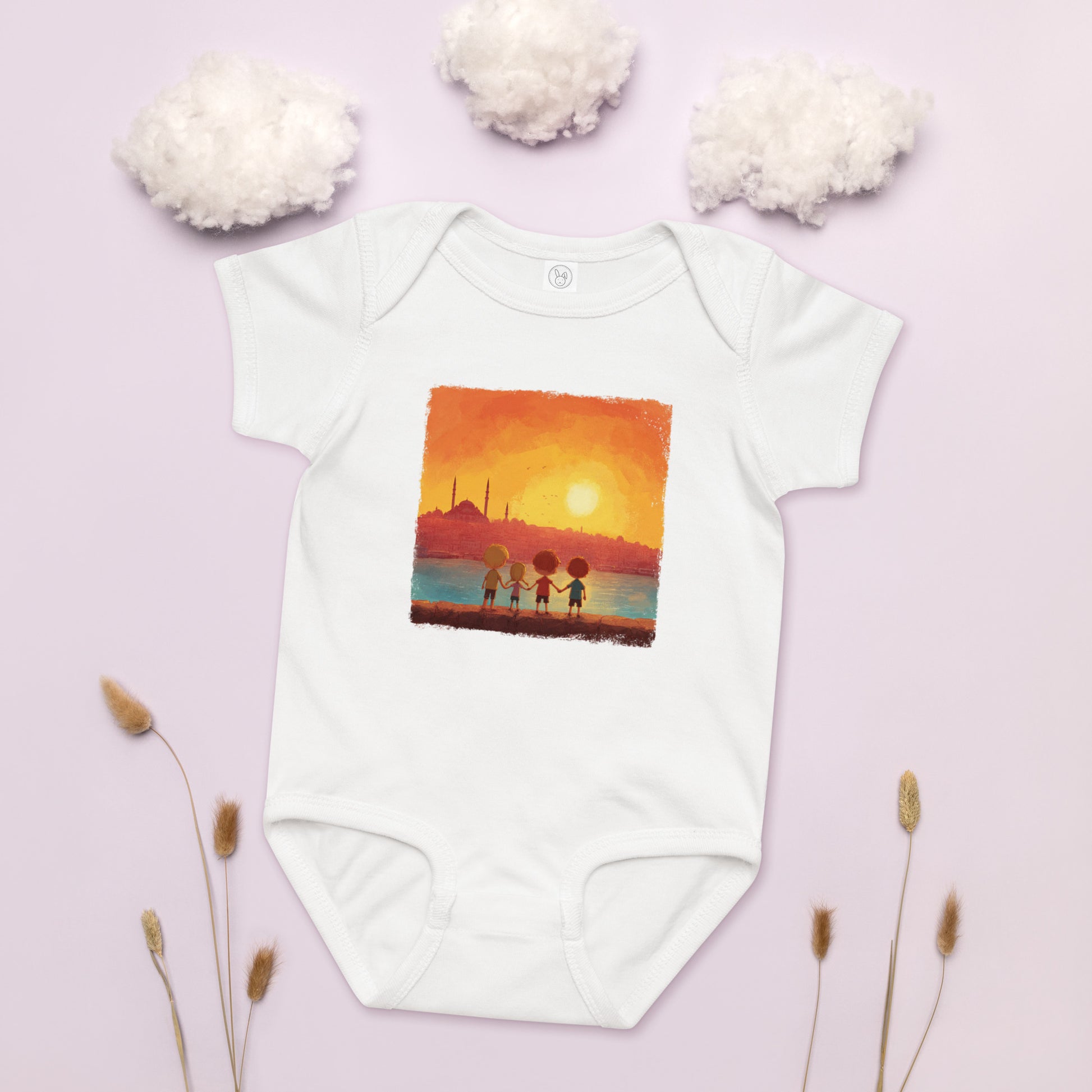 Jewish Kids Over Sunset Baby Jersey Bodysuit - American Zionist