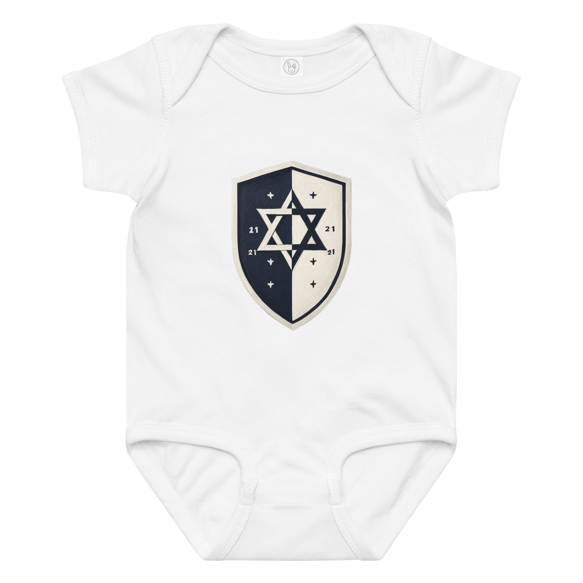 Black and White Shield Baby Jersey Bodysuit - American Zionist